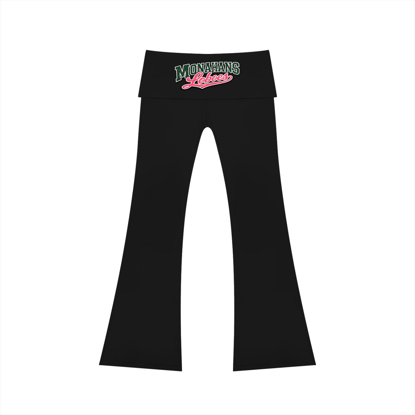 Monahans Loboes Women’s High Rise Flared Yoga Pants | Kelly Green & Black Athletic Leggings
