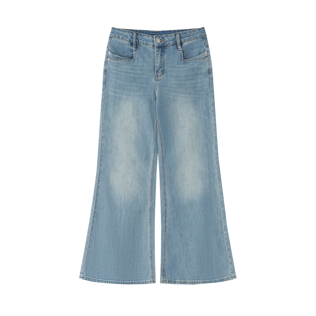 Sweet Route Women's Vintage Wash Flared Leg Jeans