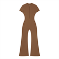 Sweet Route Women’s Tight Flared Leg Quarter-Zip Jumpsuit