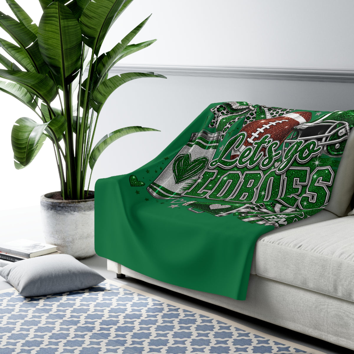 Let's Go Lobos Sherpa Fleece Blanket — Football Team Spirit Throw