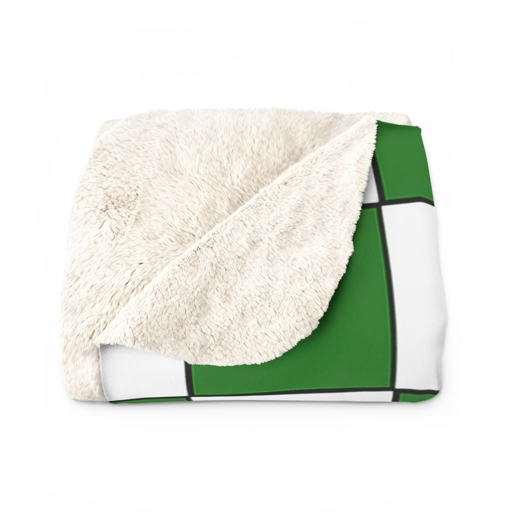 Senior 2027 Sherpa Fleece Blanket – Green Checkerboard Graduation Throw