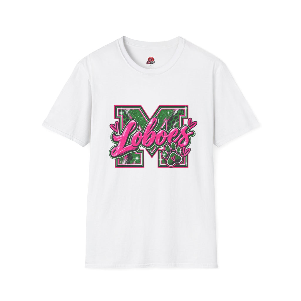 Lobos Pink Script Camo Letter T-Shirt