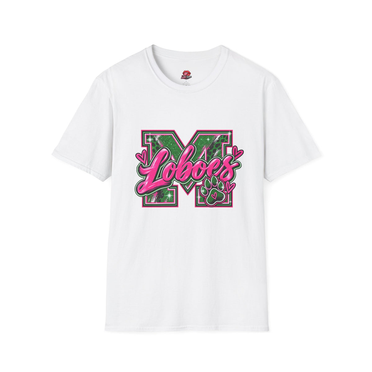 Lobos Pink Script Camo Letter T-Shirt