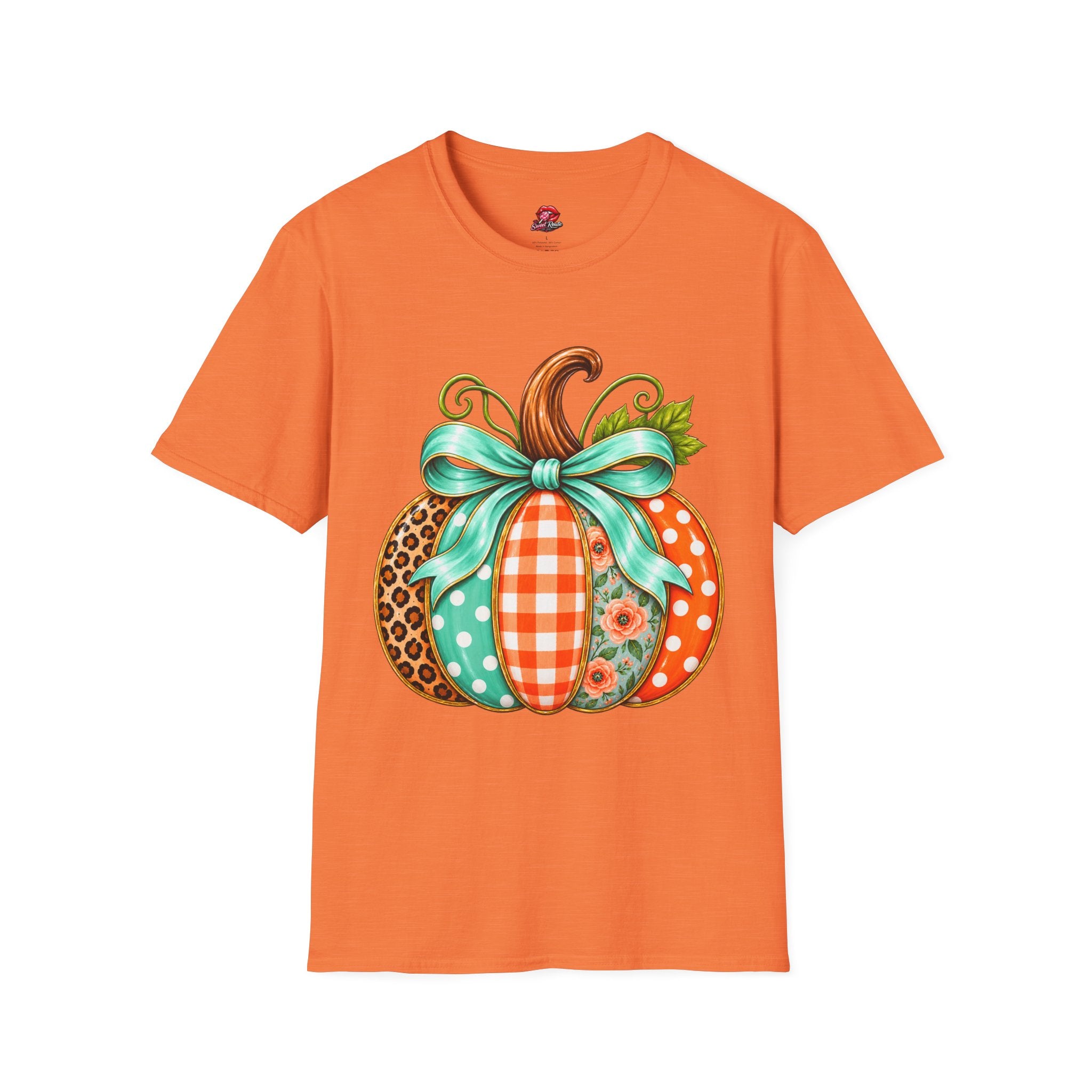 Fall Patchwork Pumpkin T‑Shirt