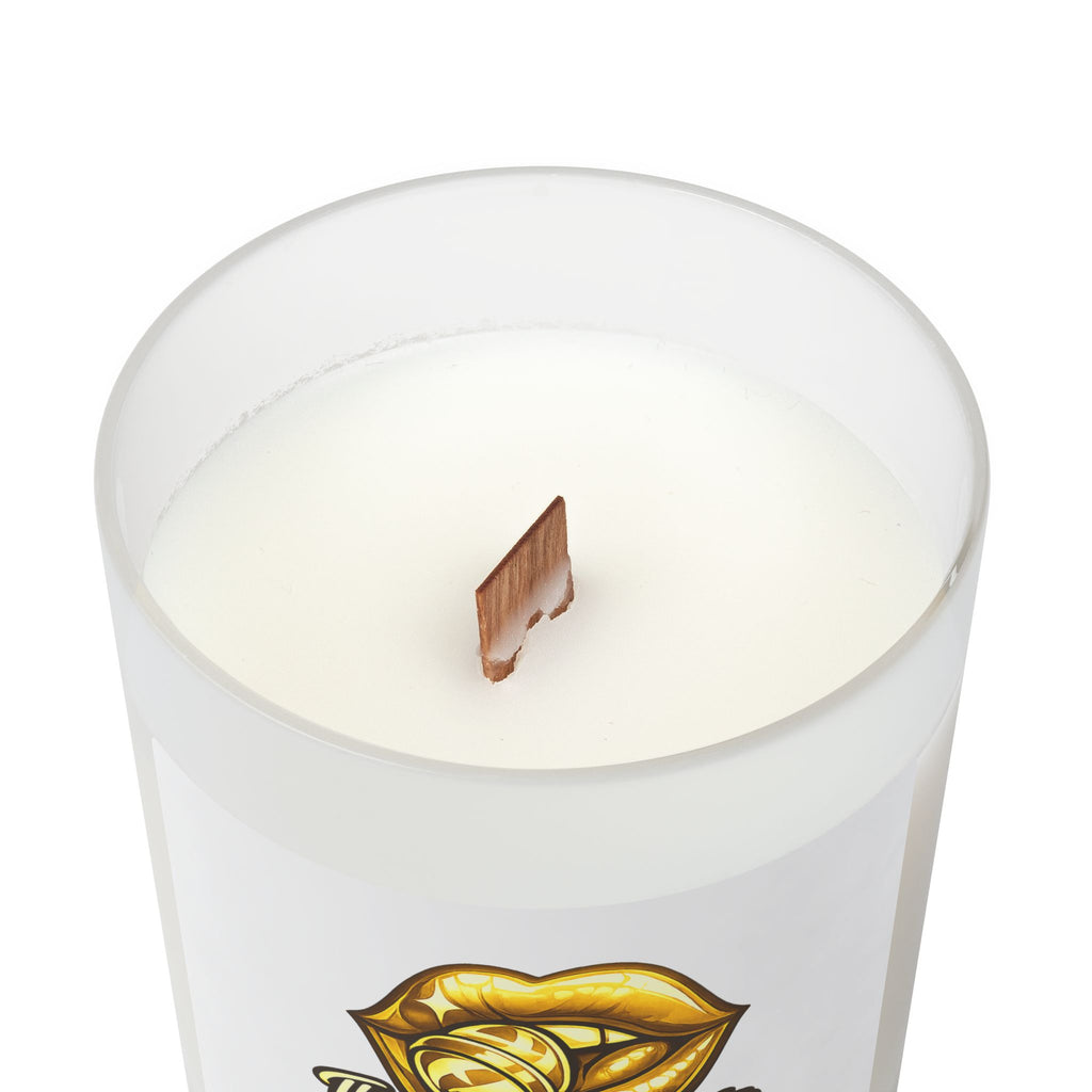 Gold Sweet Route Frosted Glass Candle, 11oz