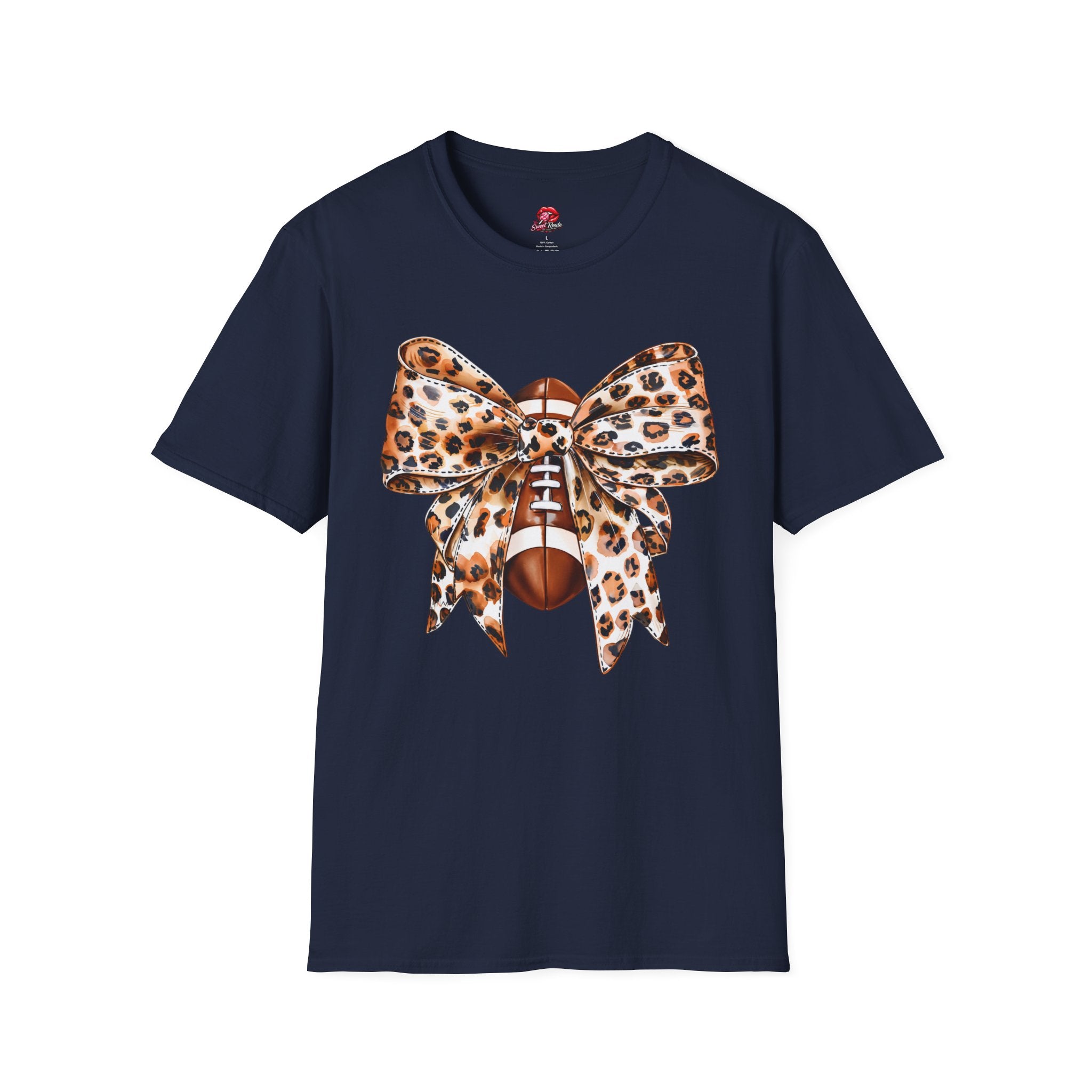 Leopard Bow Football T-Shirt