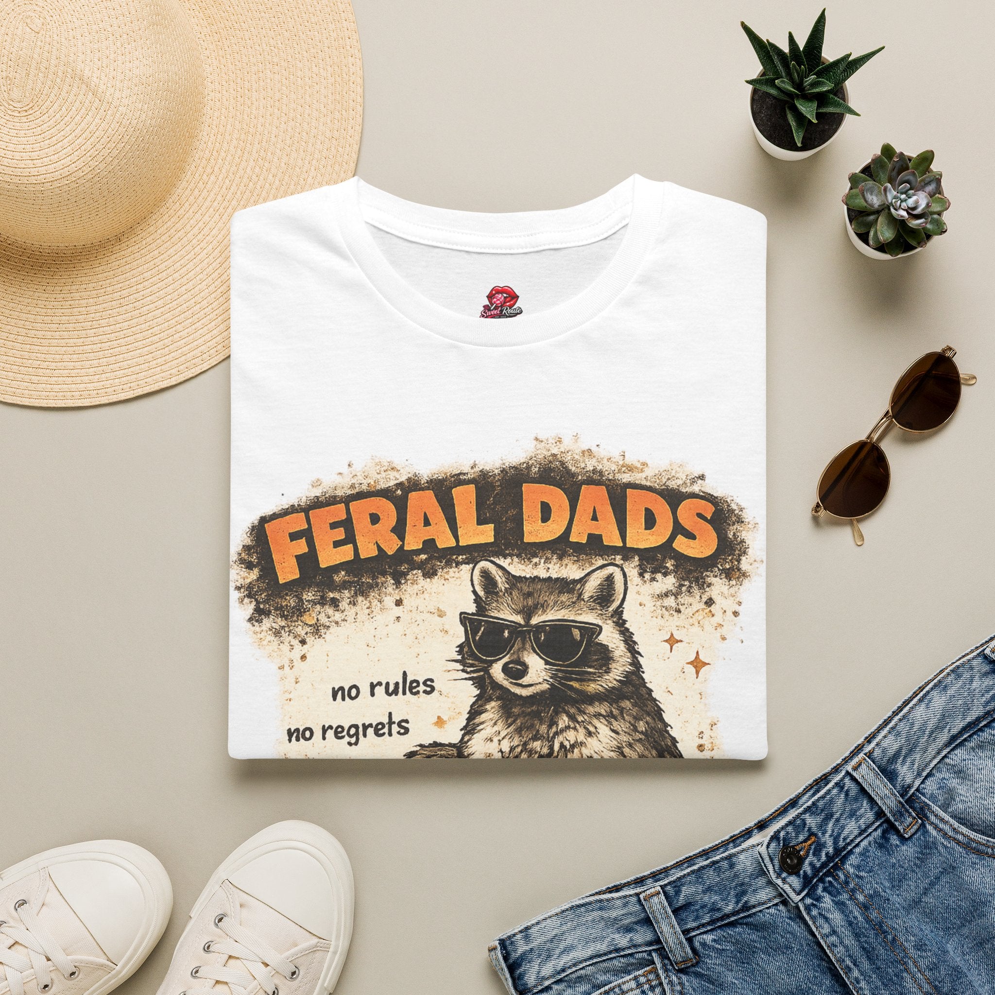 Feral Dads Club T-Shirt — Funny Raccoon "No Rules No Regrets" Dad Tee