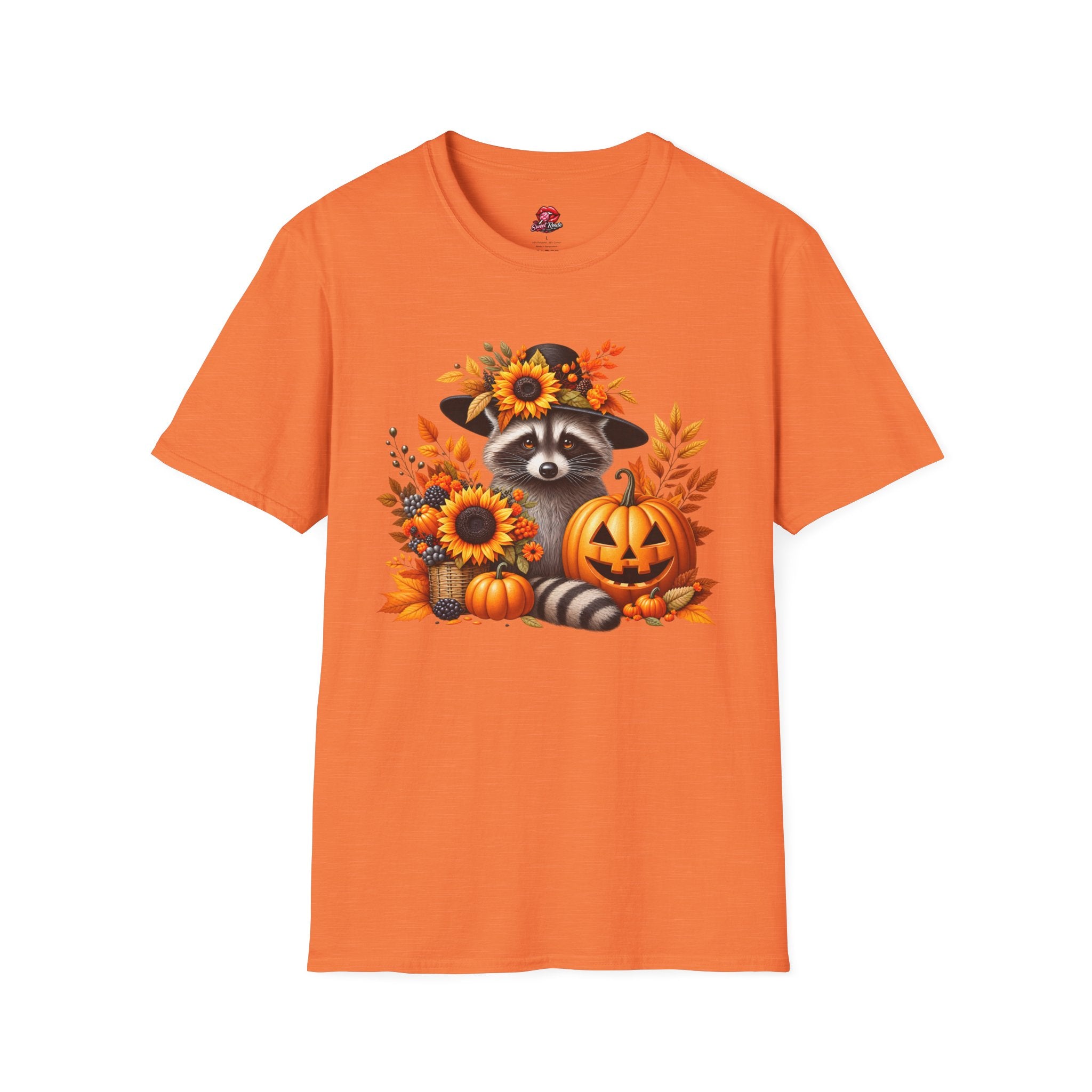 Sunflower & Autumn Leaves Raccoon Tee