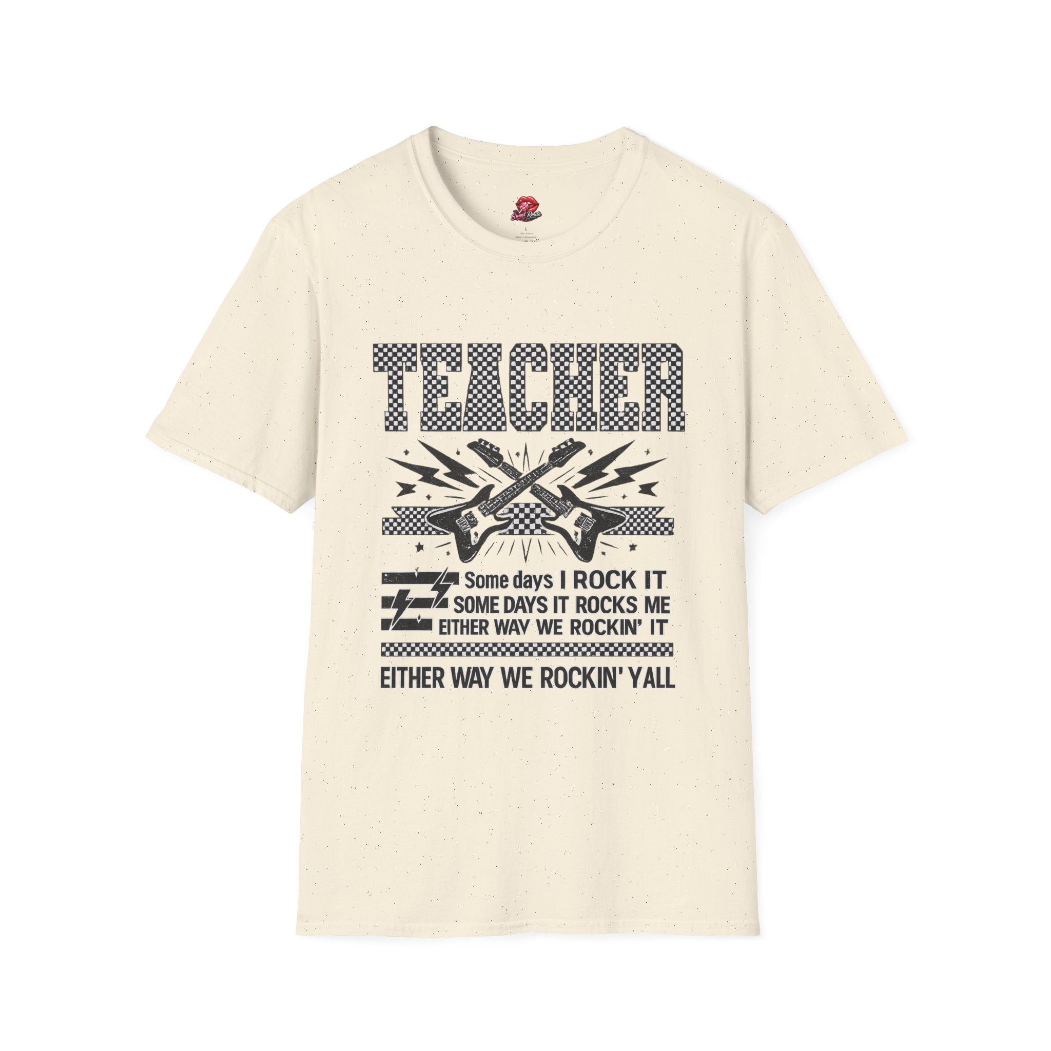 Teacher Rock T-Shirt | Retro Guitar Teacher Shirt | Vintage Rock & Roll Classroom Tee | Funny Teacher Gift