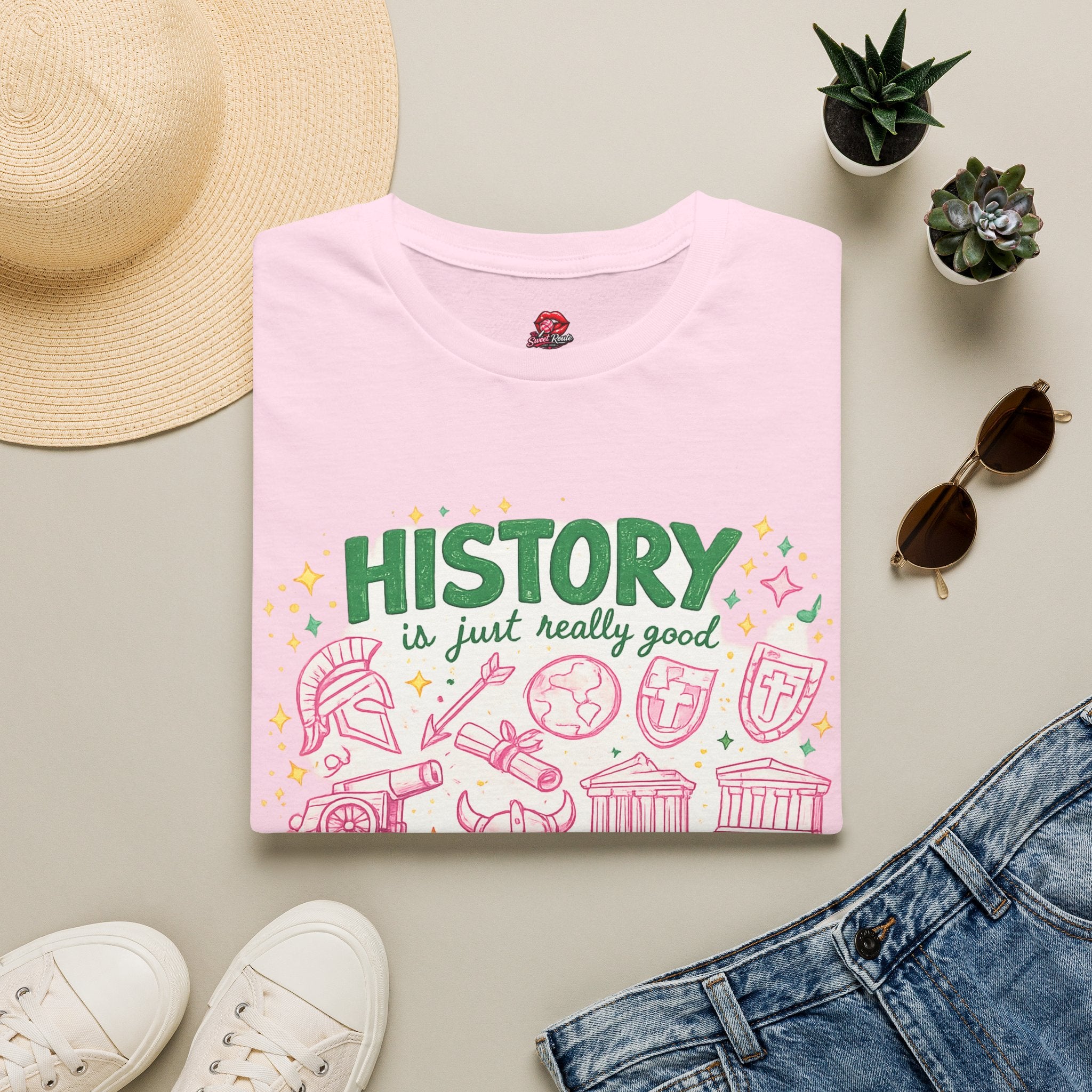 History Is Just Really Good Storytelling Teacher T-Shirt | Cute Retro History Teacher Graphic Tee | History Lover Gift