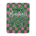 Monahan’s Loboes Sherpa Blanket — Pink & Green Team Plaid Fleece