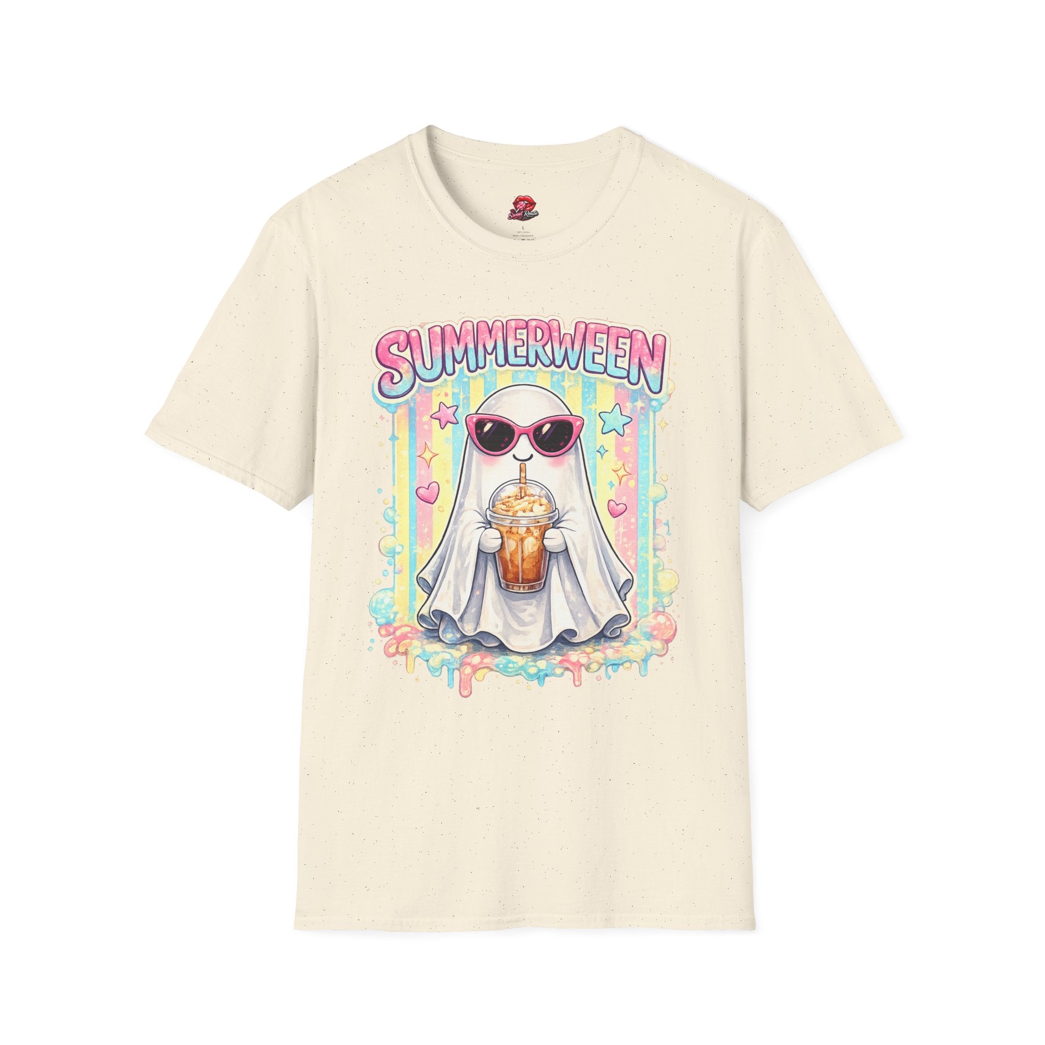 Summerween Ghost Shirt | Cute Retro Ghost with Sunglasses T-Shirt | Beach Halloween Graphic Tee | Spooky Summer Vacation Shirt