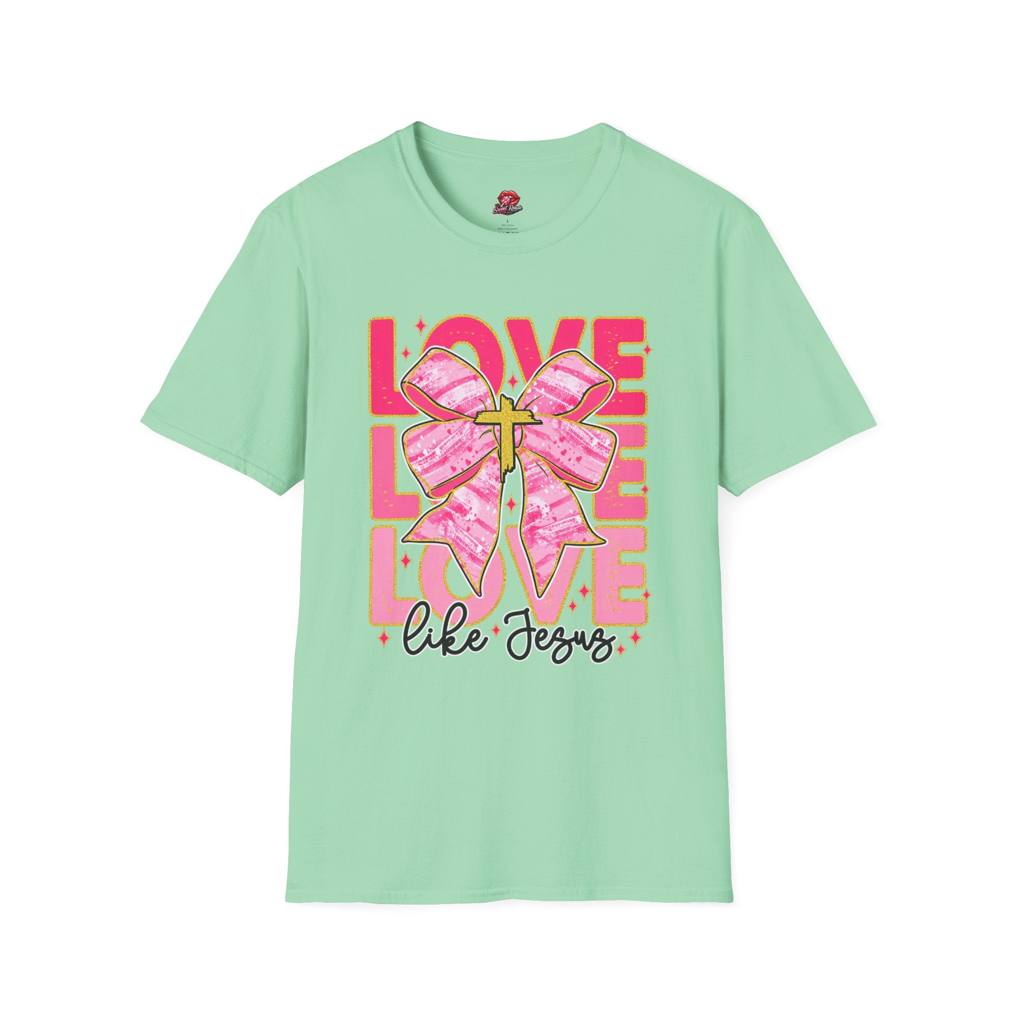 Love Like Jesus Pink Bow Graphic Tee