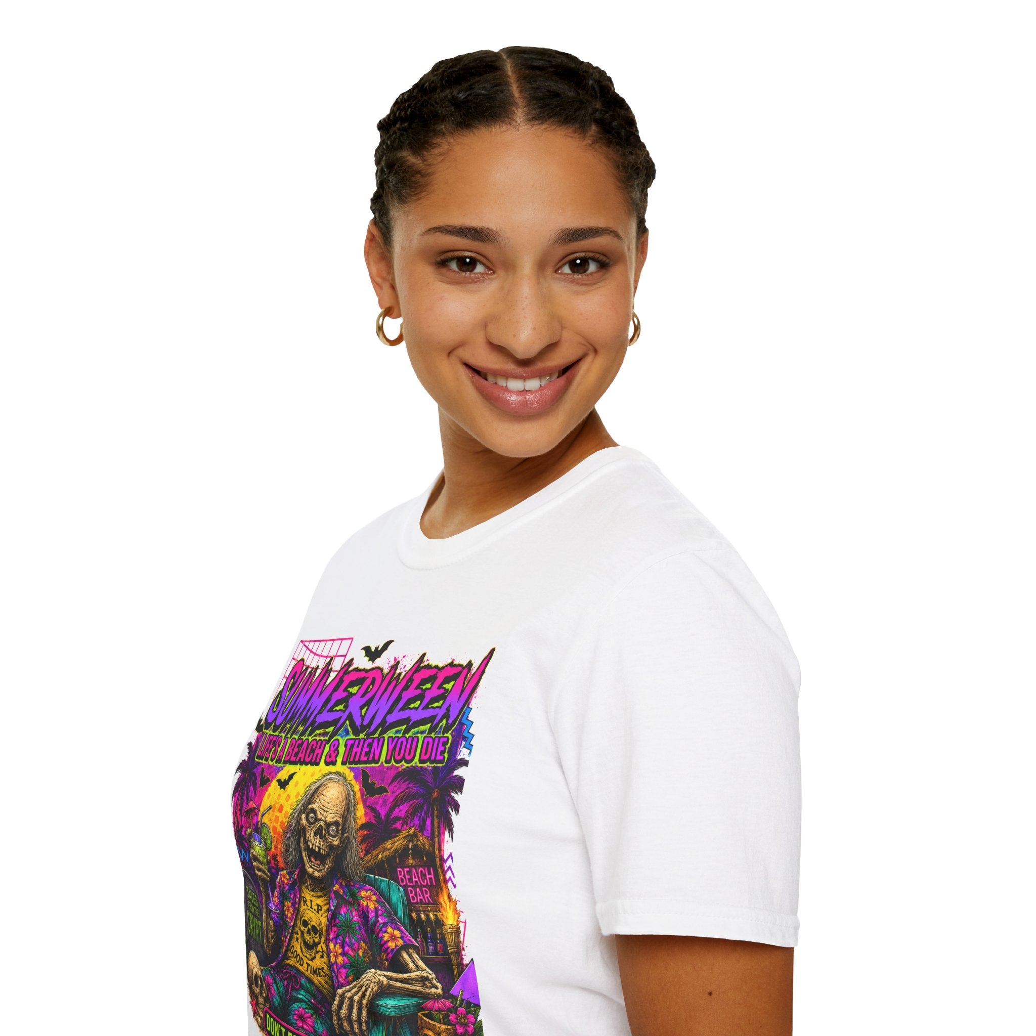 Summerween Life's a Beach & Then You Die' Retro Skull Beach Tee