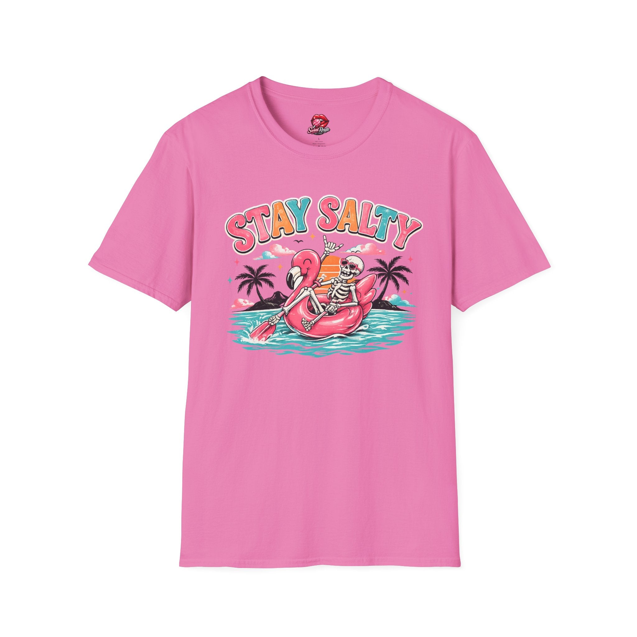 Stay Salty skeleton flamingo float T-Shirt