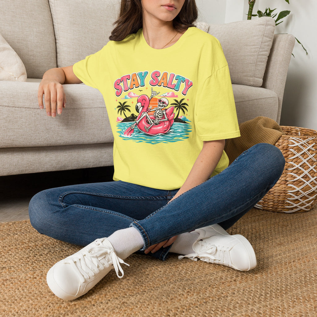 Stay Salty skeleton flamingo float T-Shirt