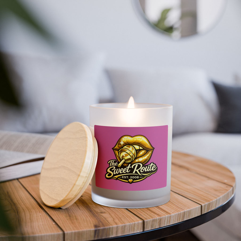 Gold Sweet Route Frosted Glass Candle, 11oz
