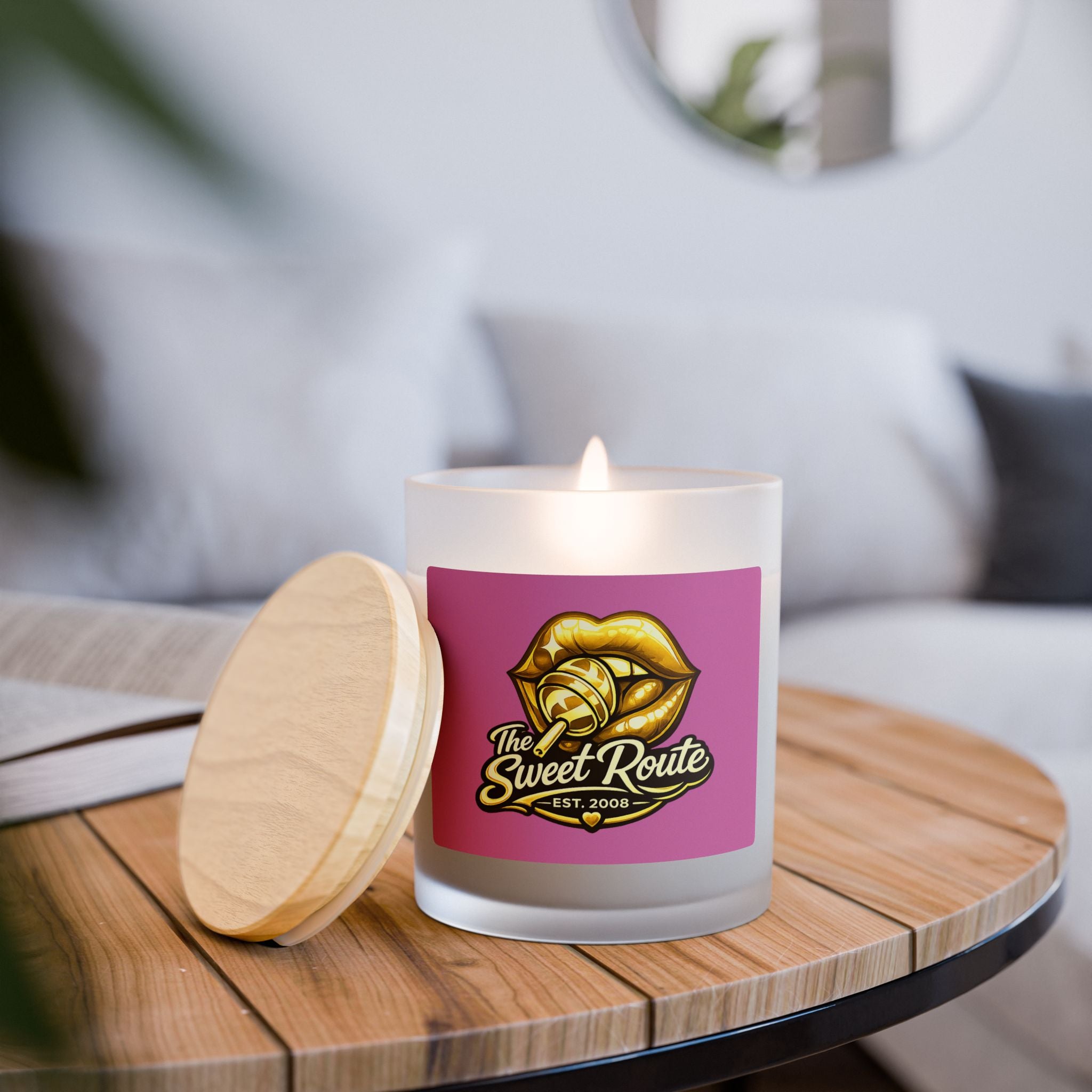 Gold Sweet Route Frosted Glass Candle, 11oz