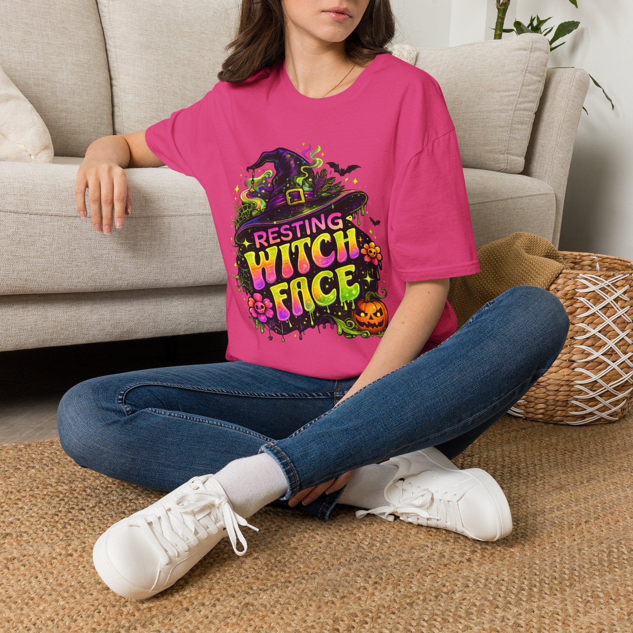 Resting Witch Face Halloween T-Shirt | Funny Witch Graphic Tee | Cute Spooky Season Shirt | Retro Halloween Witch Hat Tee | Fall Halloween Gift