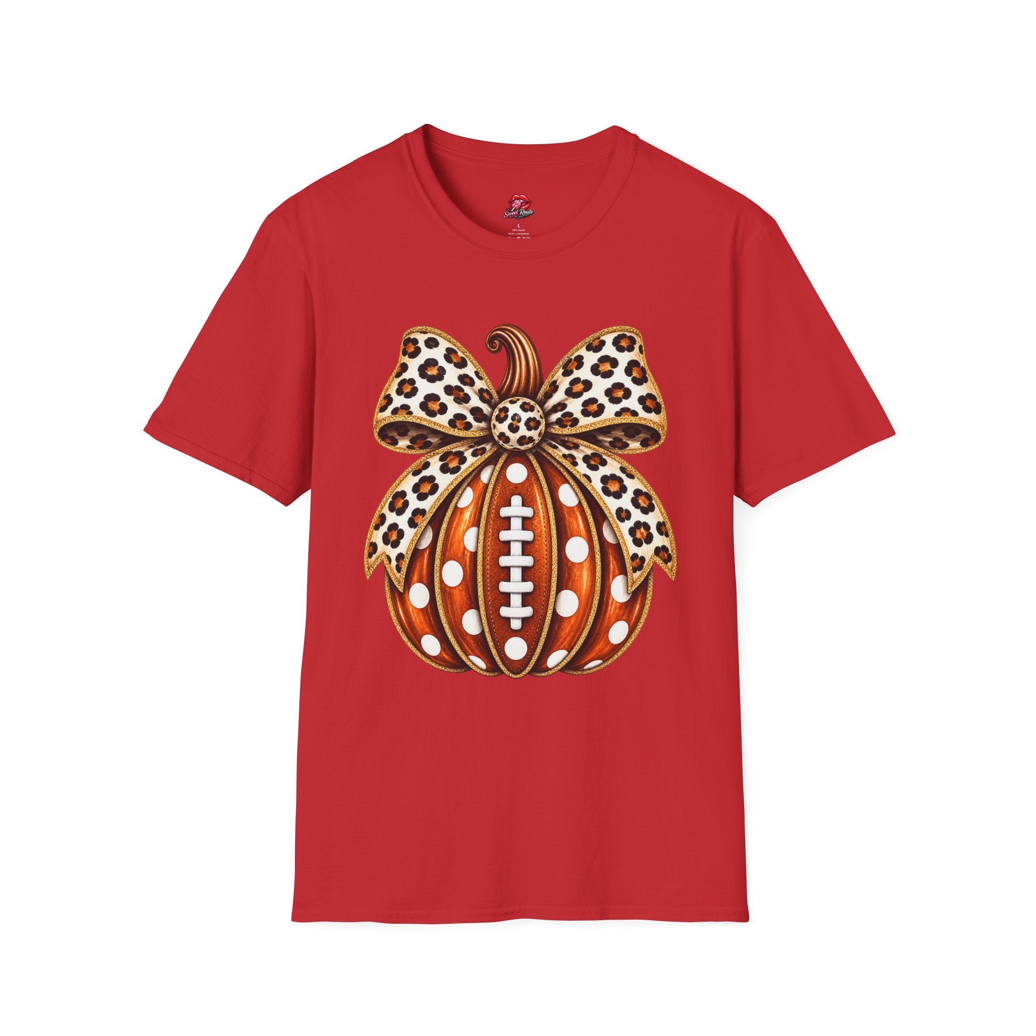 Leopard Bow Football Pumpkin T-Shirt
