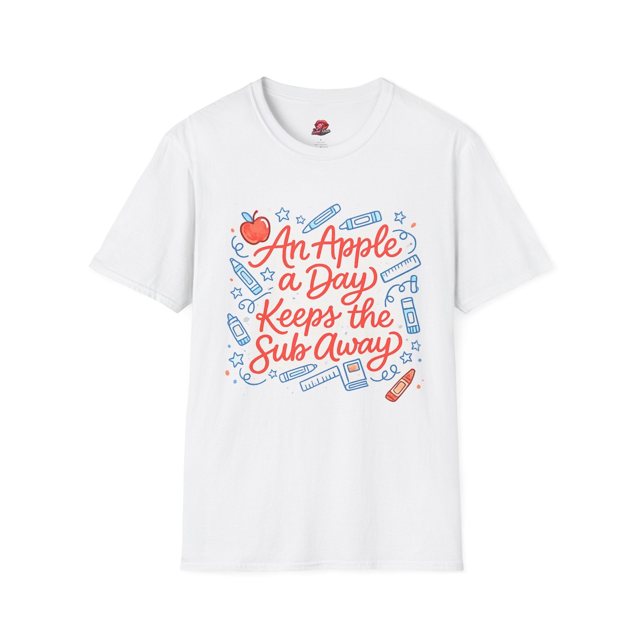 An Apple a Day Keeps the Subs Away Teacher T-Shirt | Funny Substitute Teacher Tee | Back to School Gift | Cute Classroom Graphic Shirt