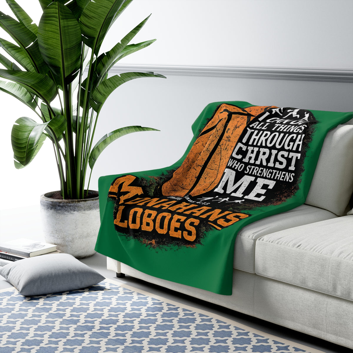 Monahans Loboes Basketball Sherpa Blanket