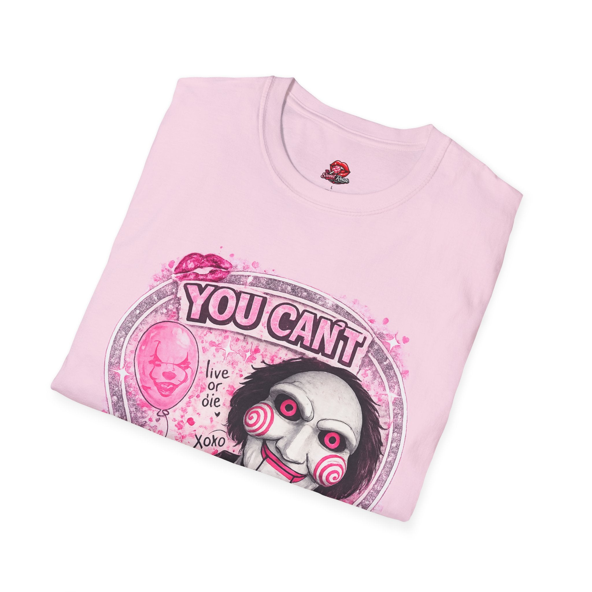 You Can’t Play With Us Horror T-Shirt | Pink Jigsaw Doll Inspired Graphic Tee | Cute Spooky Halloween Shirt