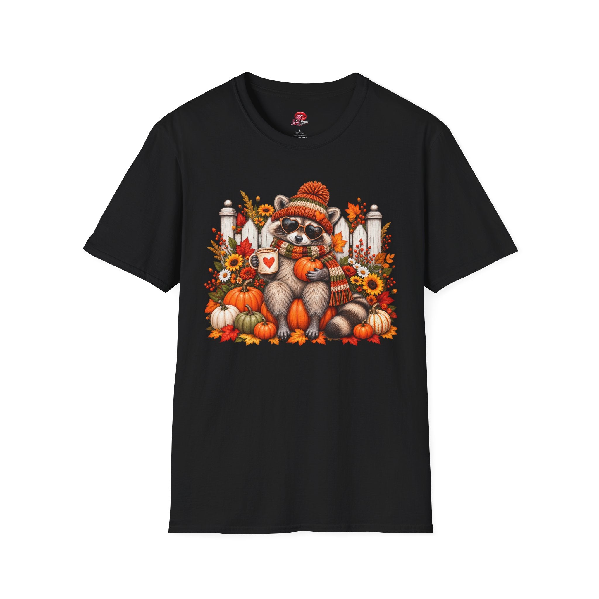 Cozy Fall Pumpkin, Sunflower RaccoonT-Shirt