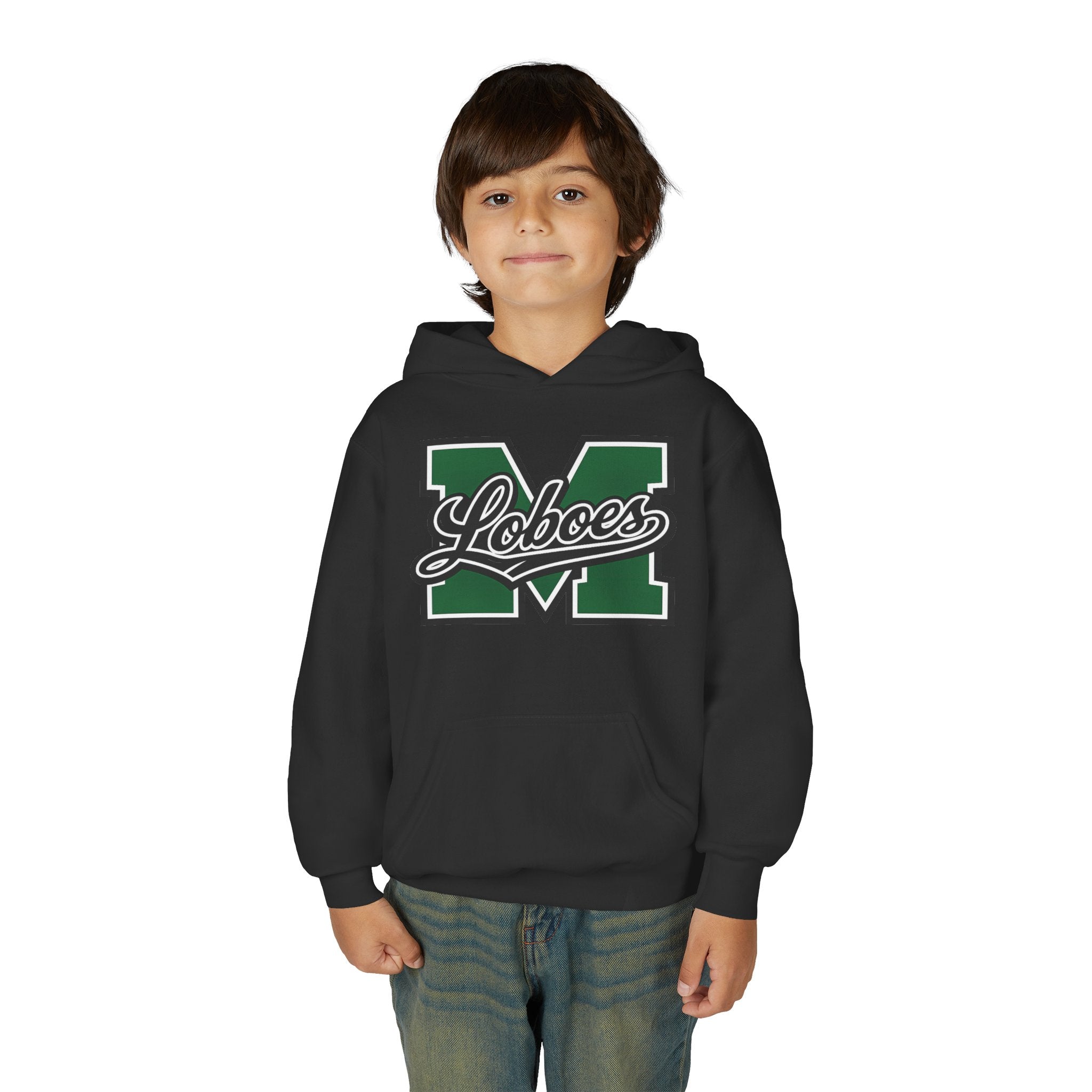 Youth Hoodie — 'M Loboes' Varsity Letterman School Spirit Pullover