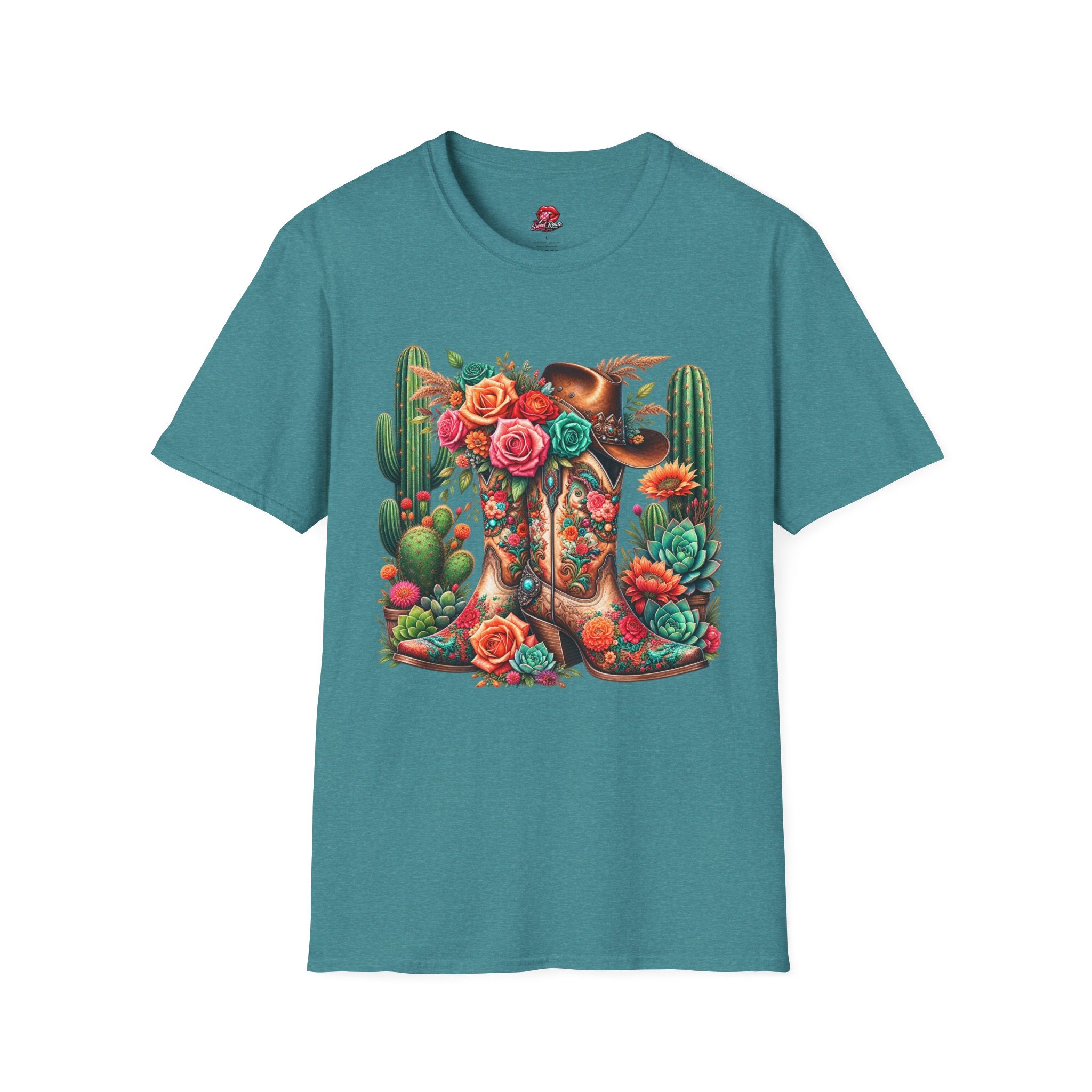 Floral Cactus Cowboy Boot T-Shirt