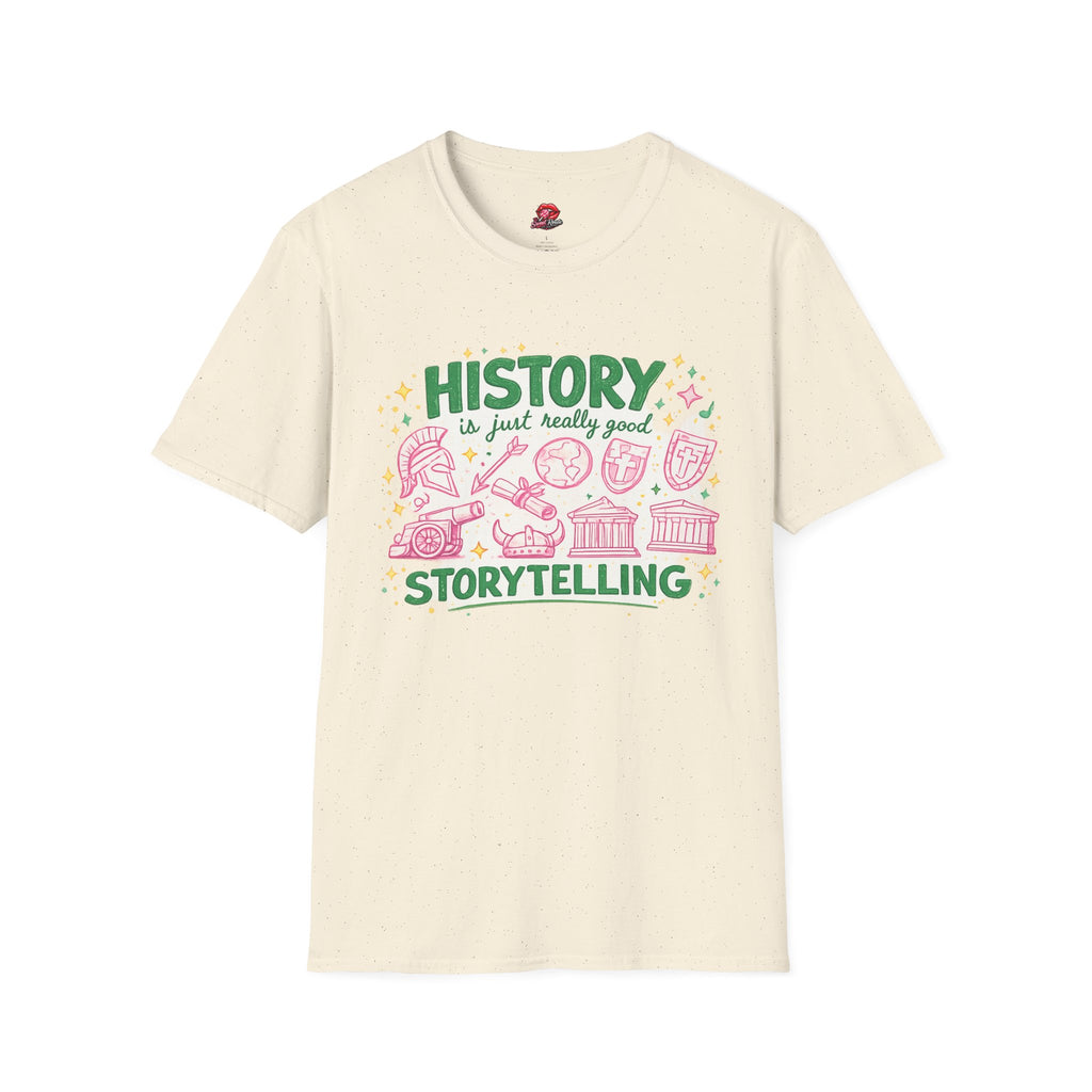History Is Just Really Good Storytelling Teacher T-Shirt | Cute Retro History Teacher Graphic Tee | History Lover Gift