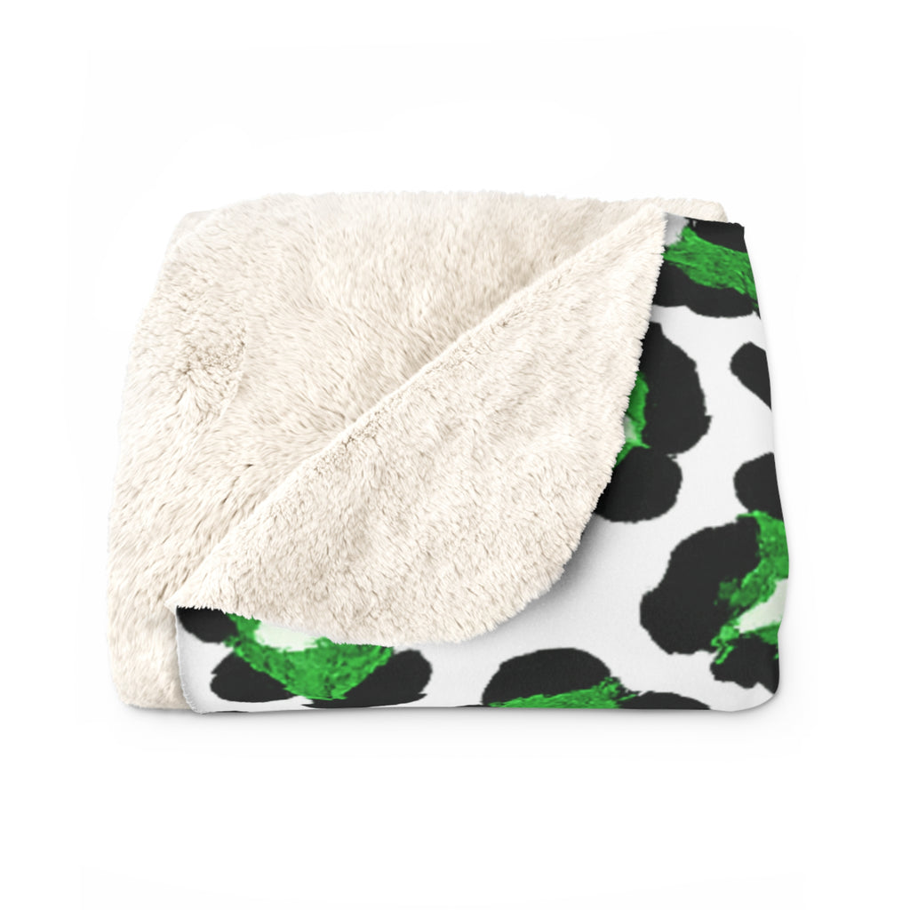 Senior 2027 Sherpa Blanket - Green Leopard Print Graduation Throw