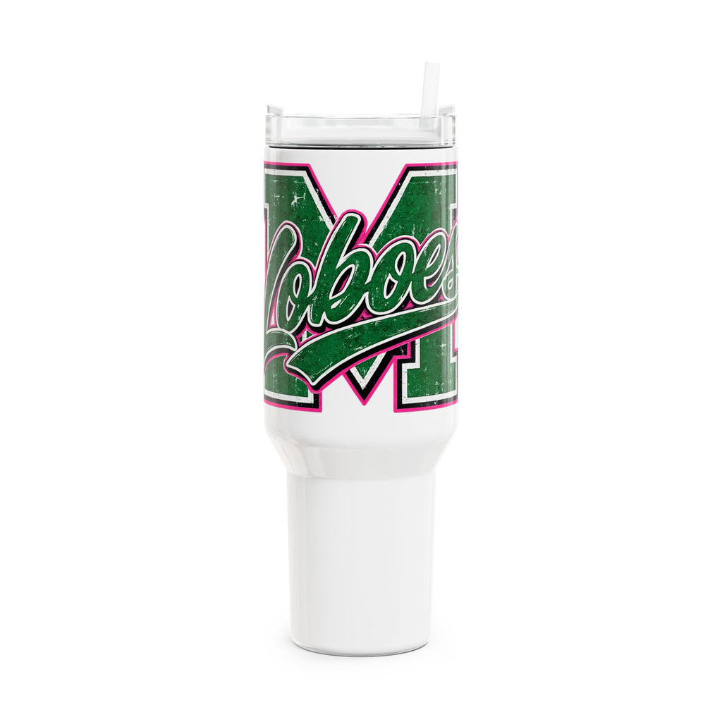 40oz Stainless Green Varsity Loboes Design, Insulated Tumbler