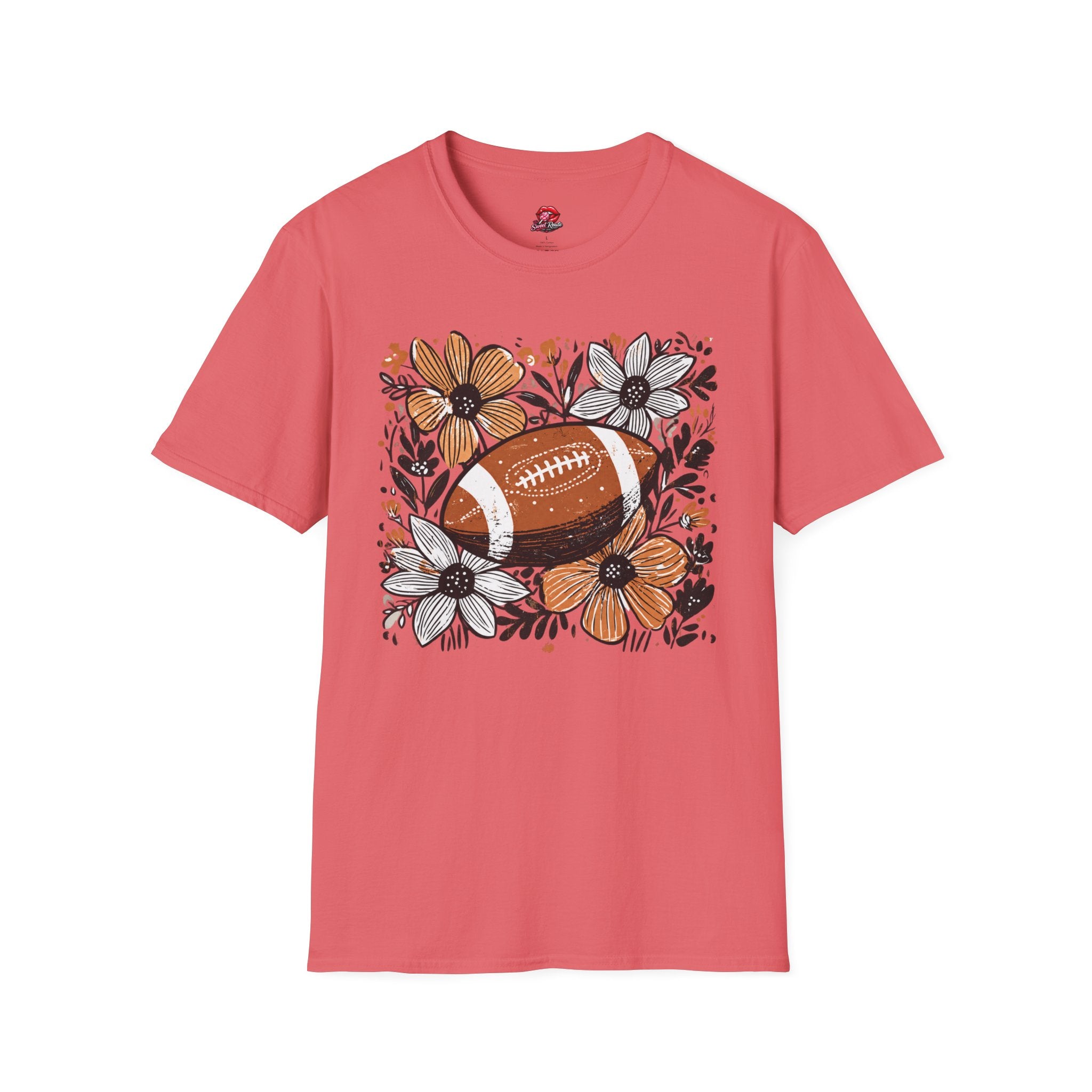 Floral Football T-Shirt — Vintage Fall Game Day Tee
