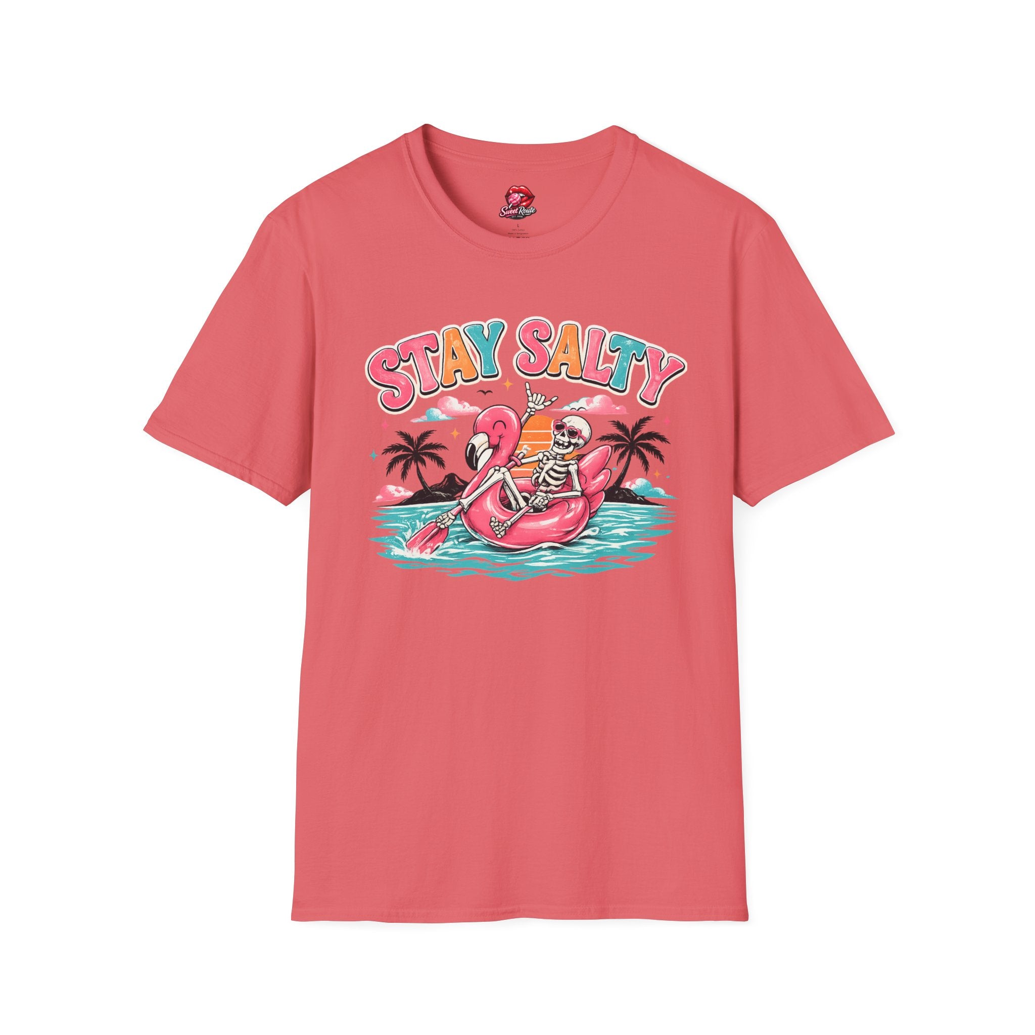 Stay Salty skeleton flamingo float T-Shirt