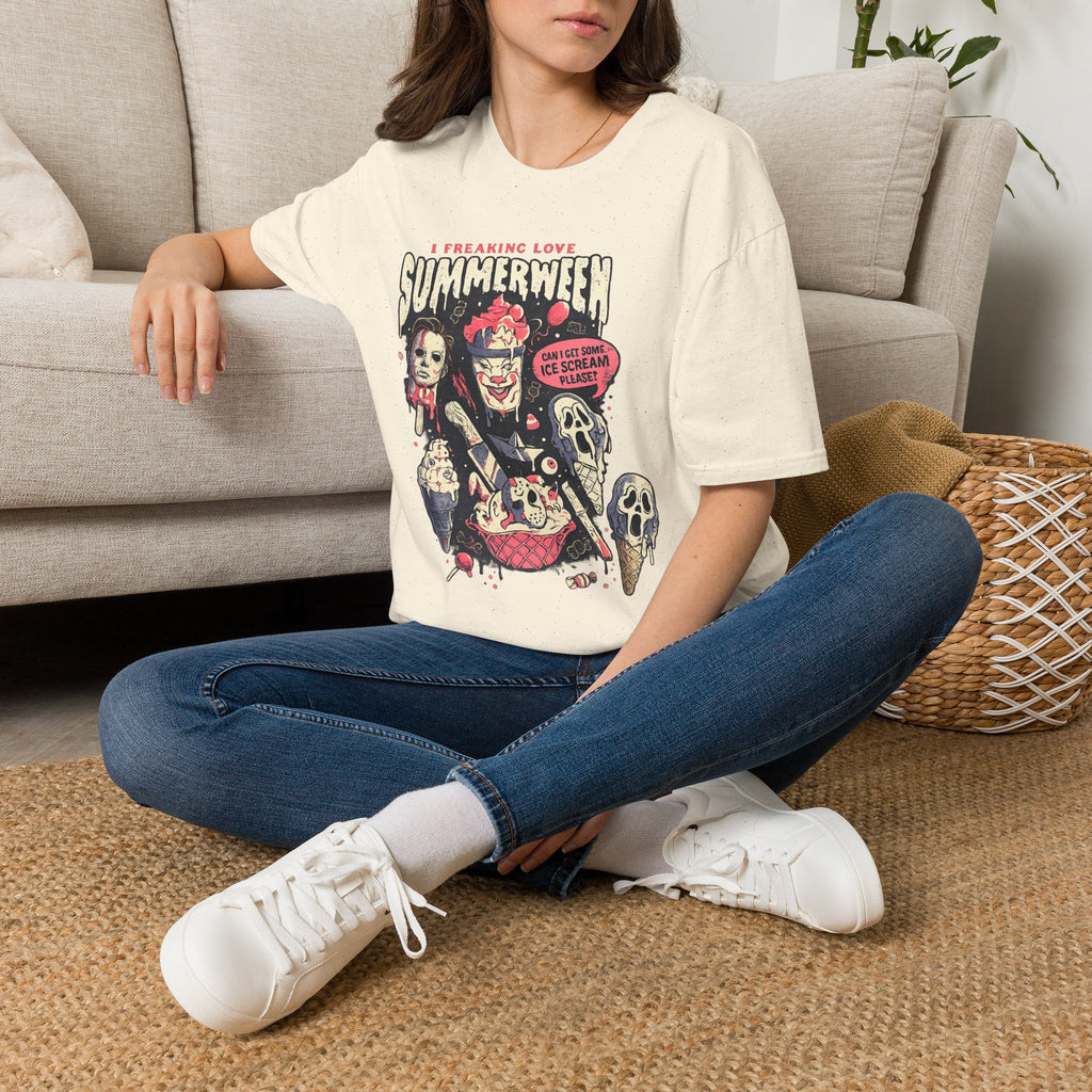 I Freaking Love Summerween T-Shirt | Horror Cartoon Characters, Ice Scream Speech Bubble