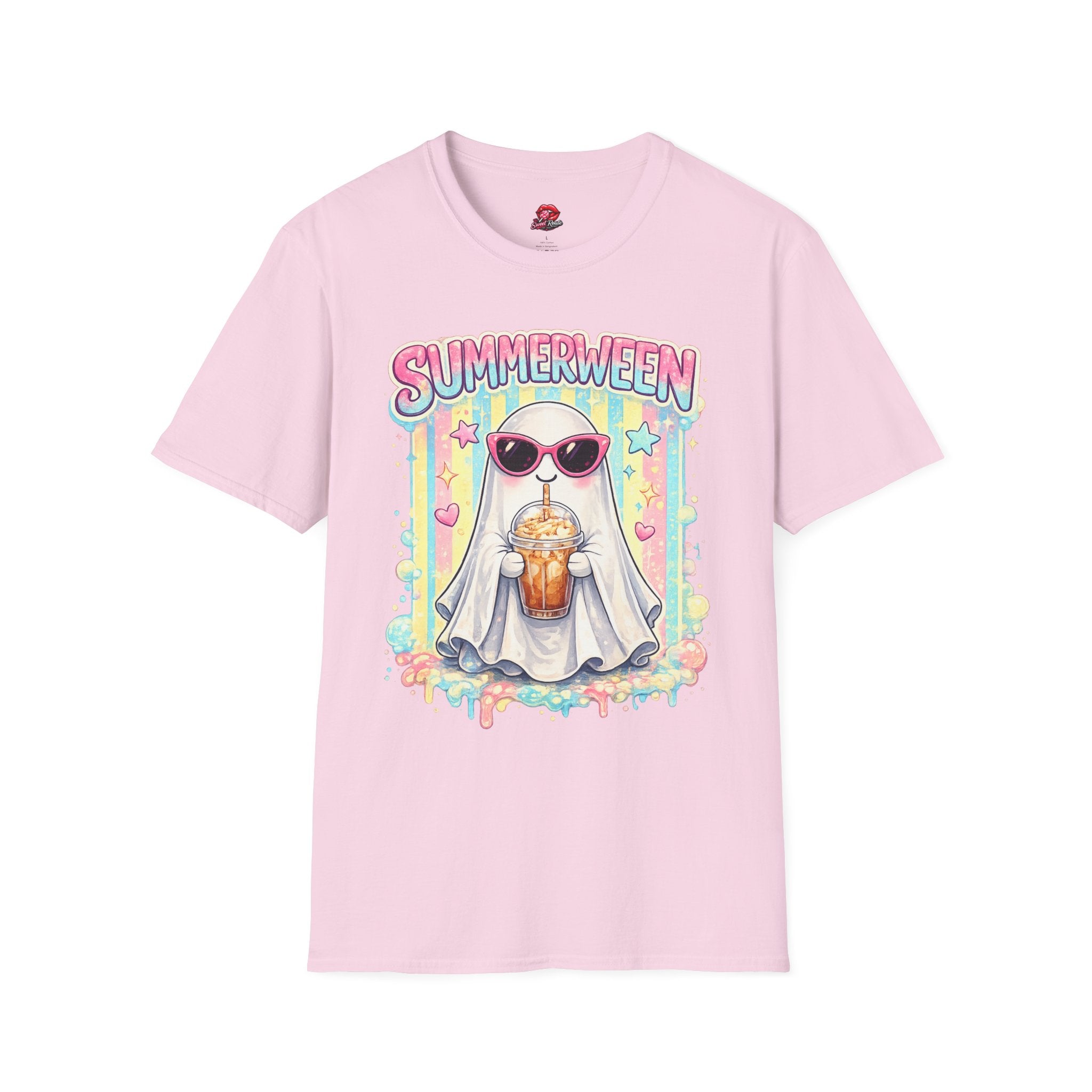 Summerween Ghost Shirt | Cute Retro Ghost with Sunglasses T-Shirt | Beach Halloween Graphic Tee | Spooky Summer Vacation Shirt