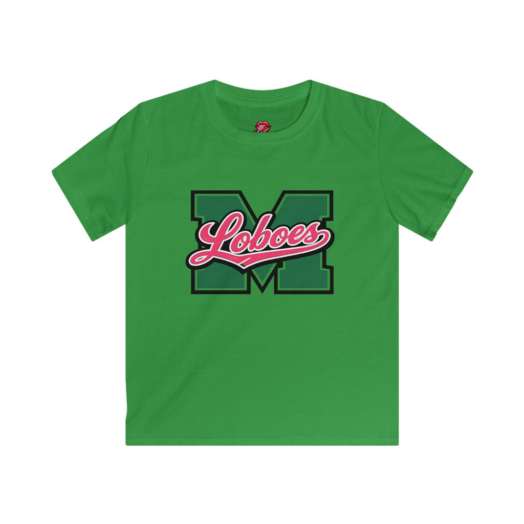 Green Block 'M' with Pink Loboes Kids Tee