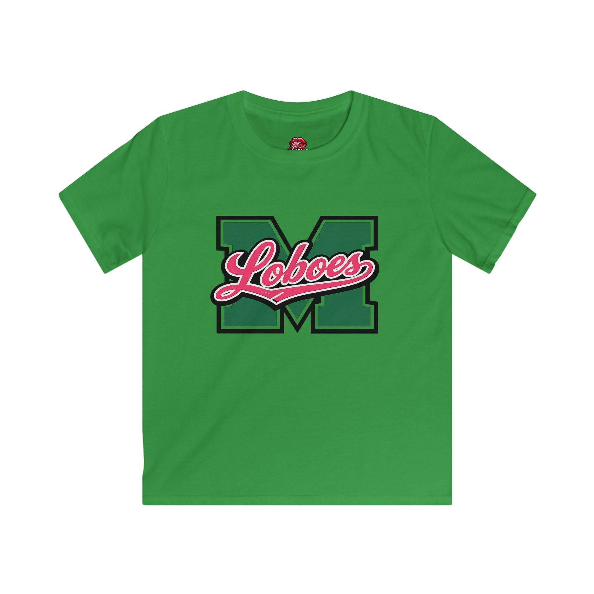 Green Block 'M' with Pink Loboes Kids Tee