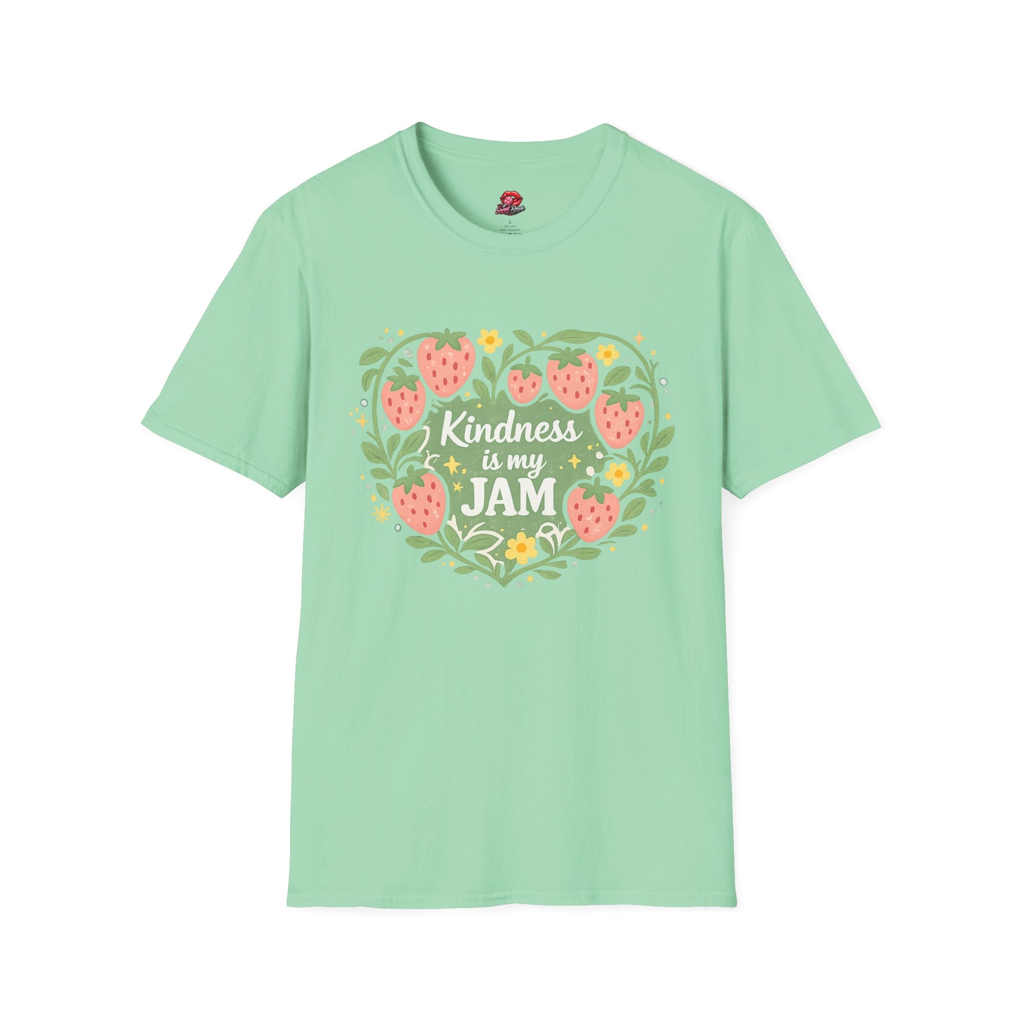 T-Shirt — "Kindness Is My Jam" Strawberry Graphic Tee
