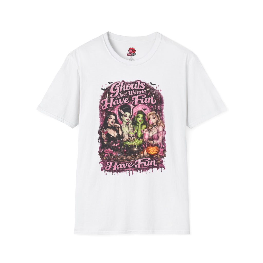 Ghouls Just Wanna Have Fun Shirt | Retro Pinup Monster Halloween T-Shirt | Vintage Cute Spooky Season Tee | Funny Halloween Graphic Shirt