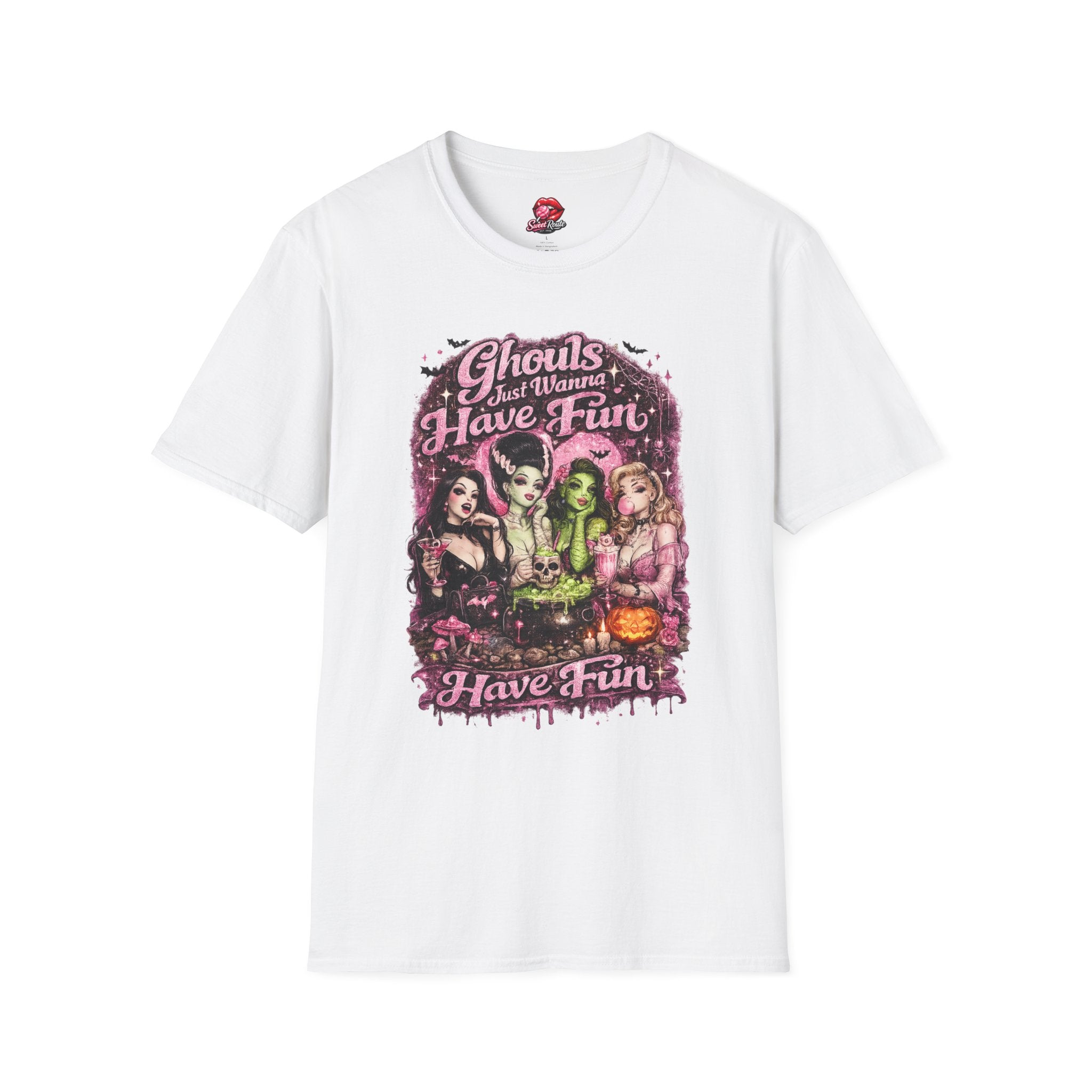Ghouls Just Wanna Have Fun Shirt | Retro Pinup Monster Halloween T-Shirt | Vintage Cute Spooky Season Tee | Funny Halloween Graphic Shirt