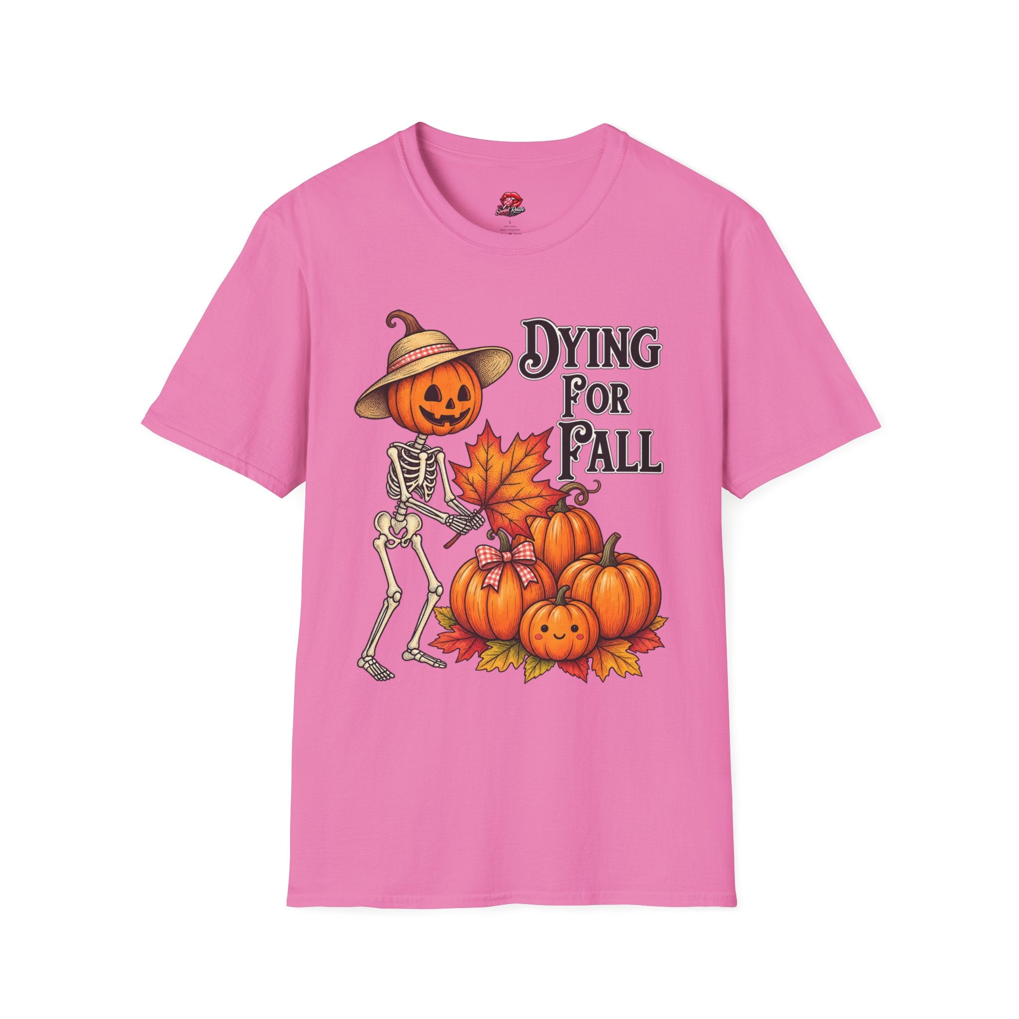 Dying for Fall Pumpkin Skeleton Autumn Tee