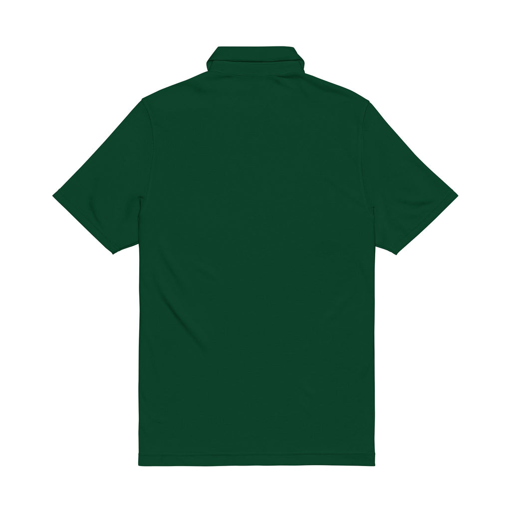 Embroidered White Polo Shirt with Green & Gold 'M' Crest