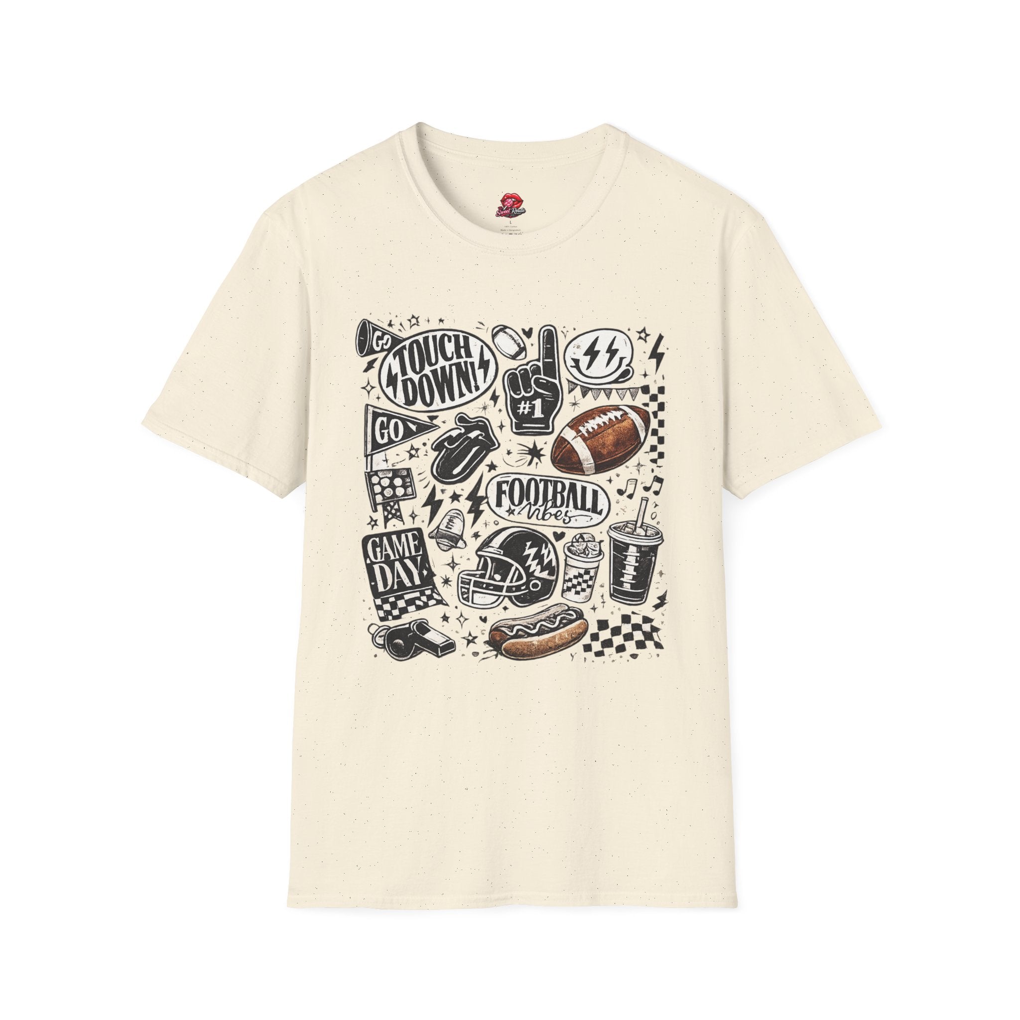 Football Doodle Graphic T-Shirt | Cute Game Day Football Tee | Sports Fan Fall Shirt