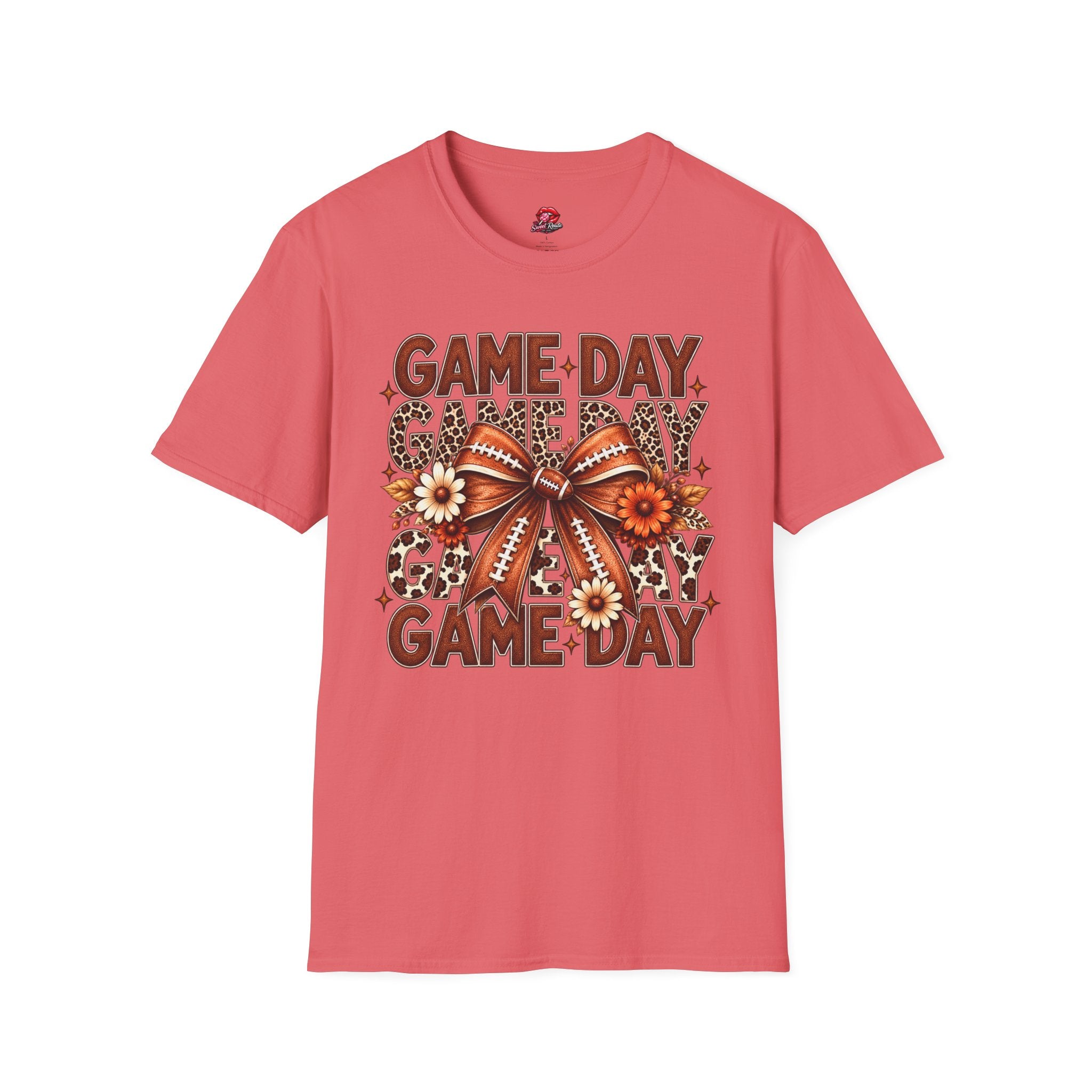 Floral Football Bow Game Day Tee