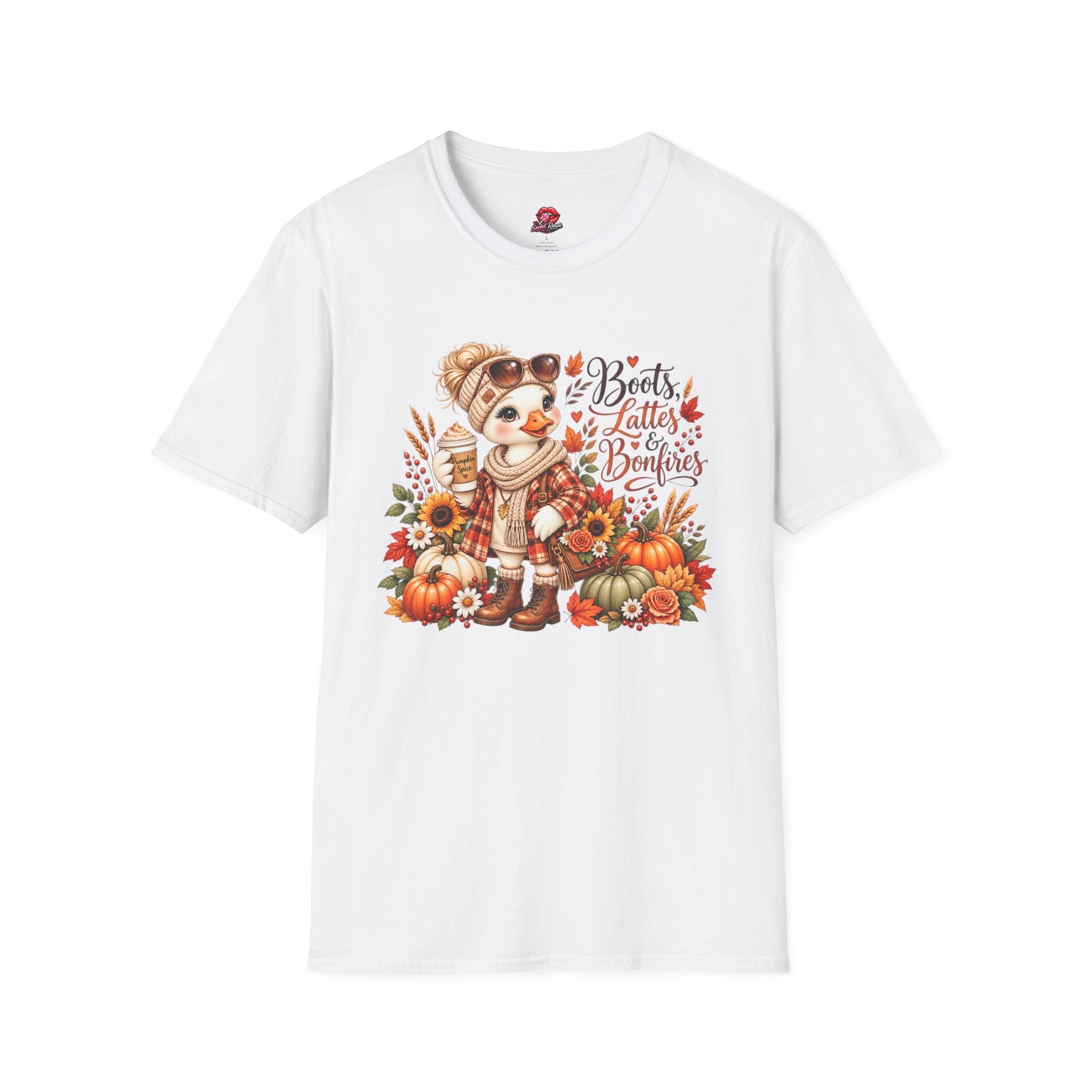 Boots, Lattes & Bonfires Cute Fall T-Shirt