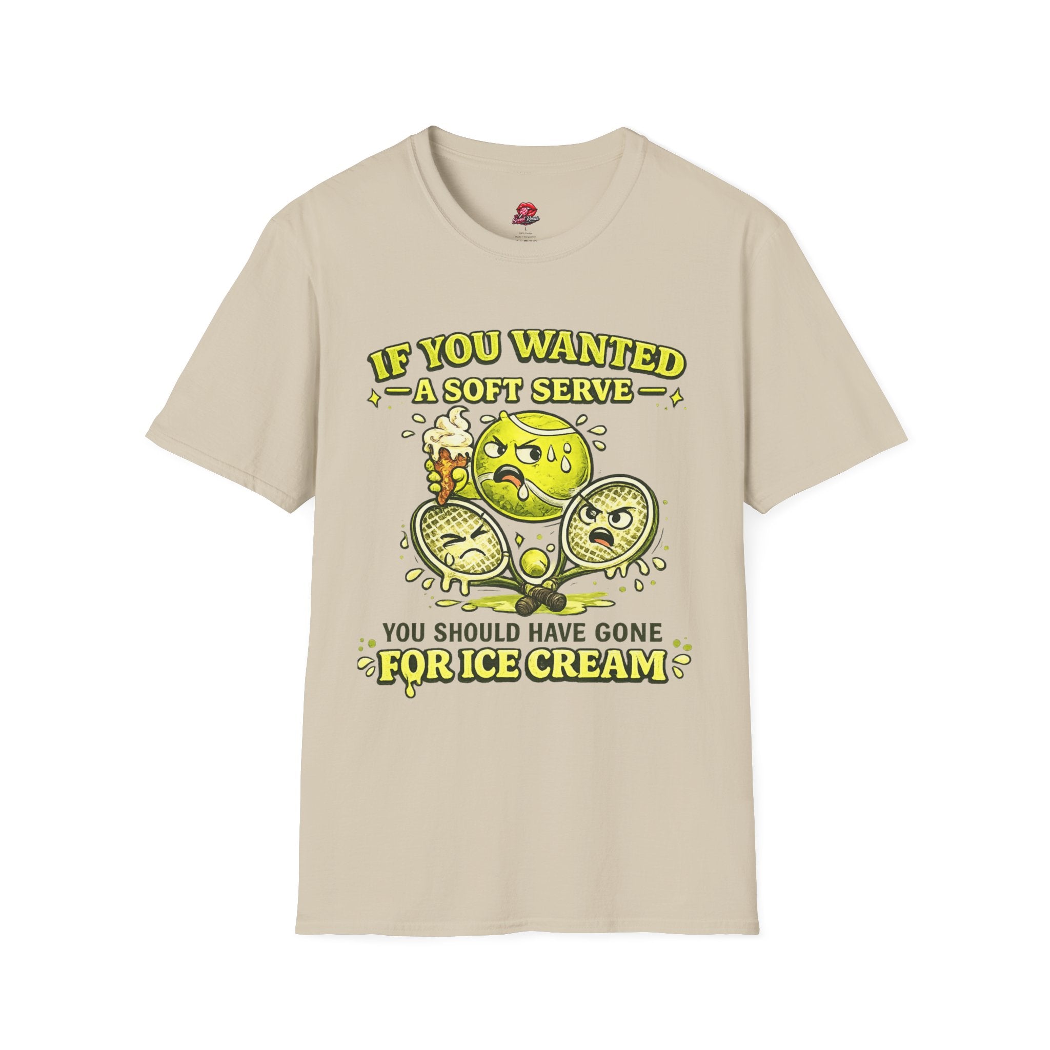 If You Wanted A Soft Serve: Funny Tennis Ball Ice Cream Graphic Tee