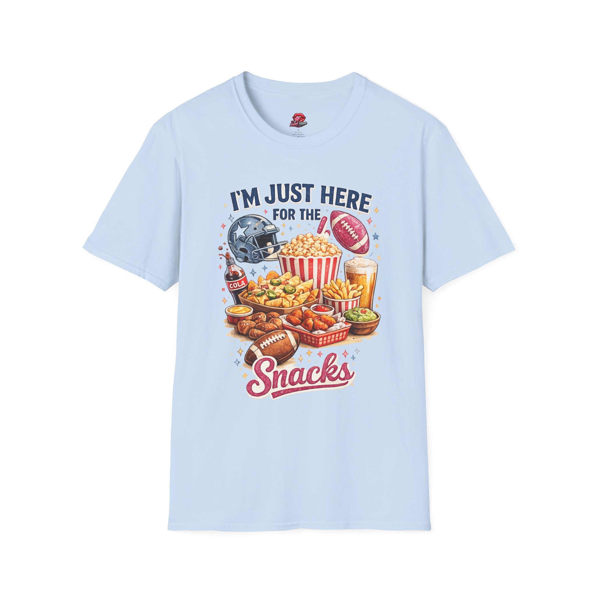 I’m Just Here for the Snacks T-Shirt | Funny Football Game Day Tee | Tailgate Snack Lover Shirt