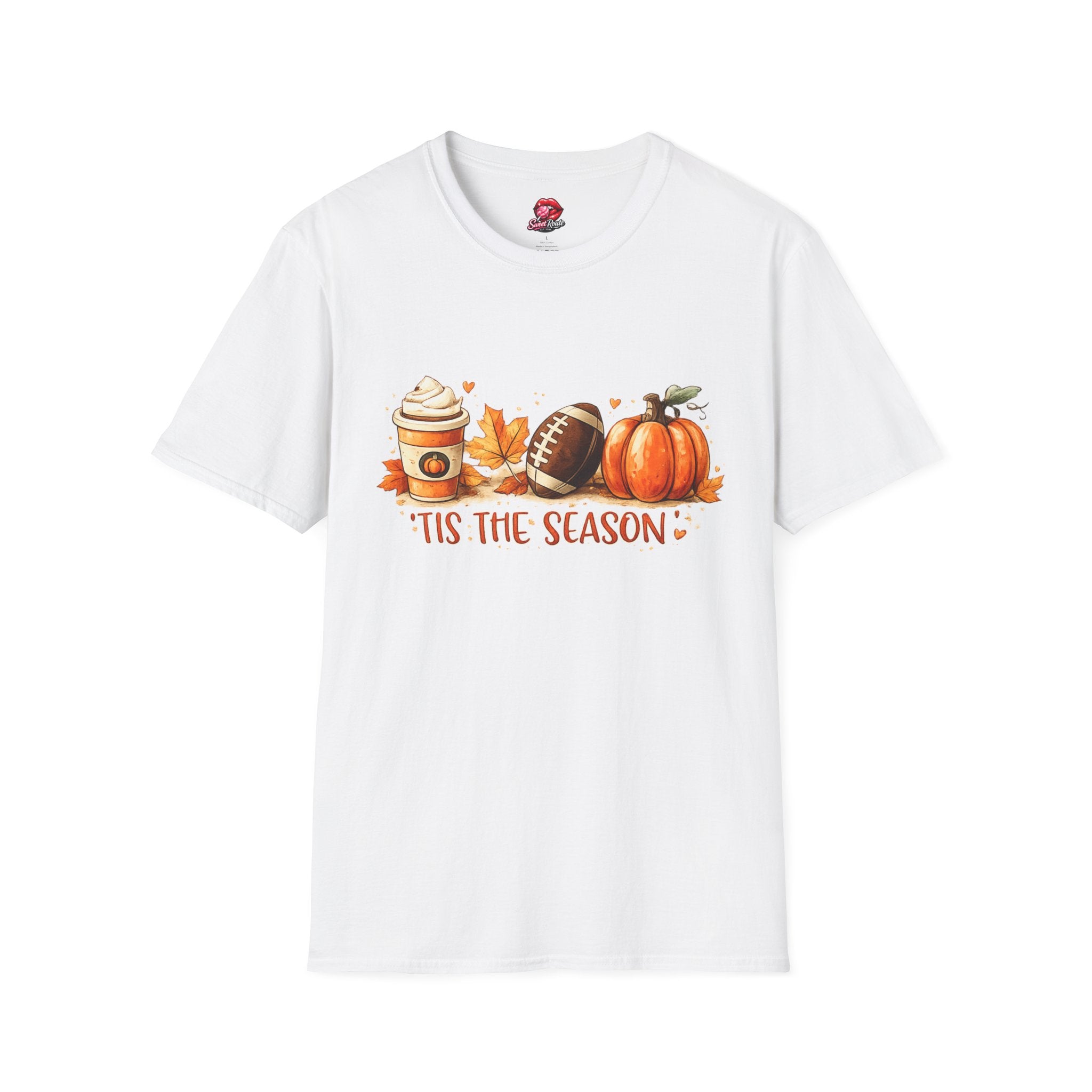 Pumpkin Coffee Football T-Shirt | ’Tis the Season Fall Football Tee | Autumn Game Day Shirt
